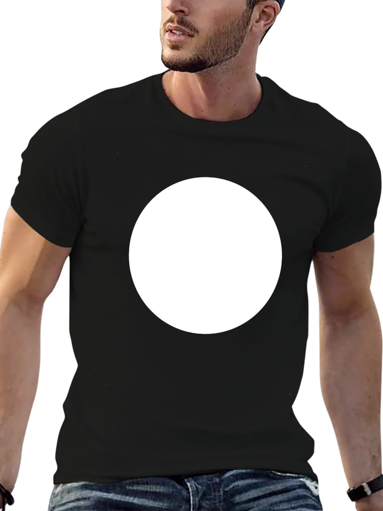 Rebbecca Mens Black Crew Neck T-Shirt with White Circle