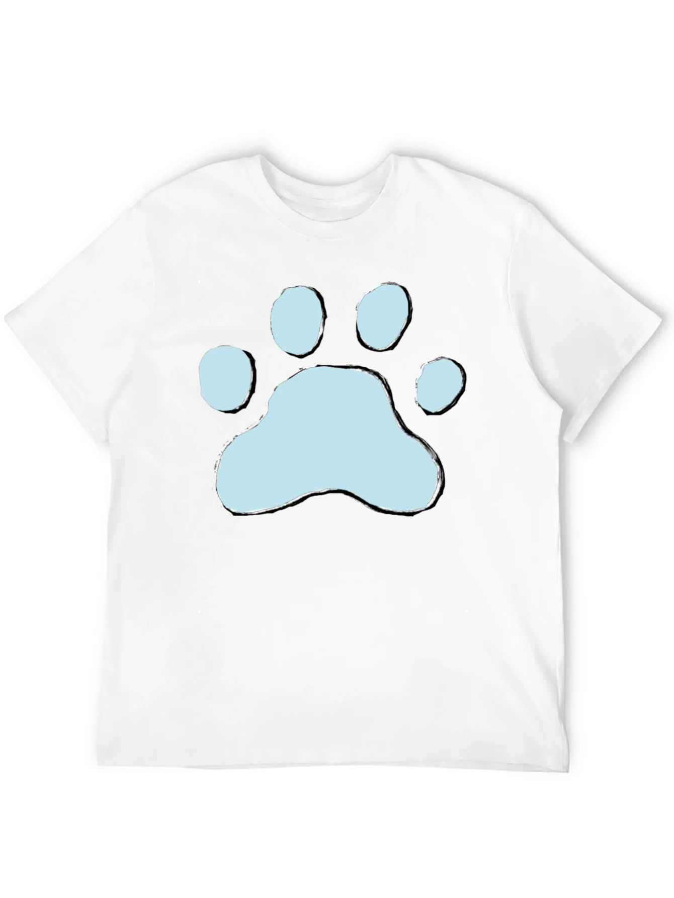 Camiseta Negra con Huella de Pata Azul