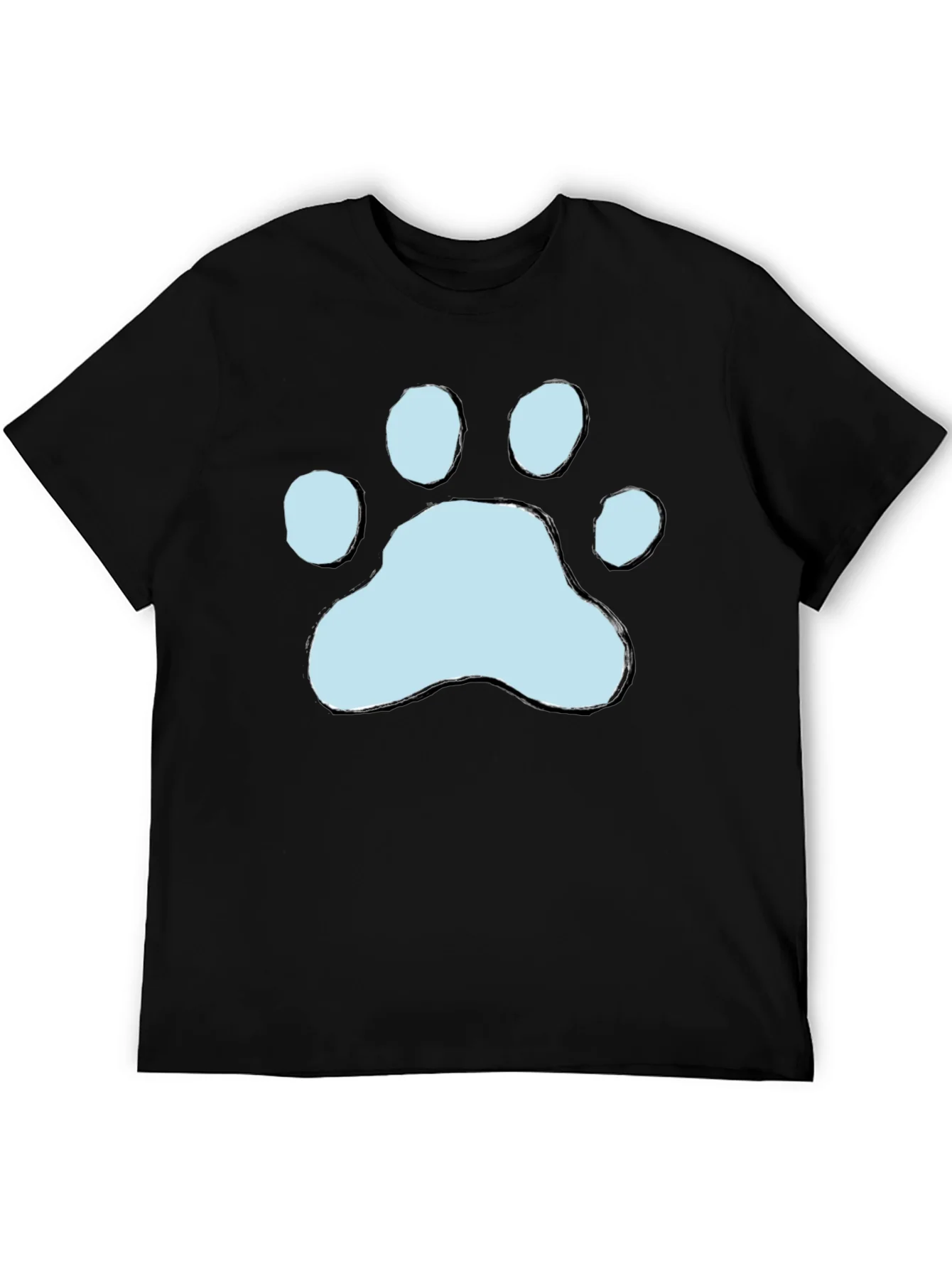 Camiseta Negra con Huella de Pata Azul