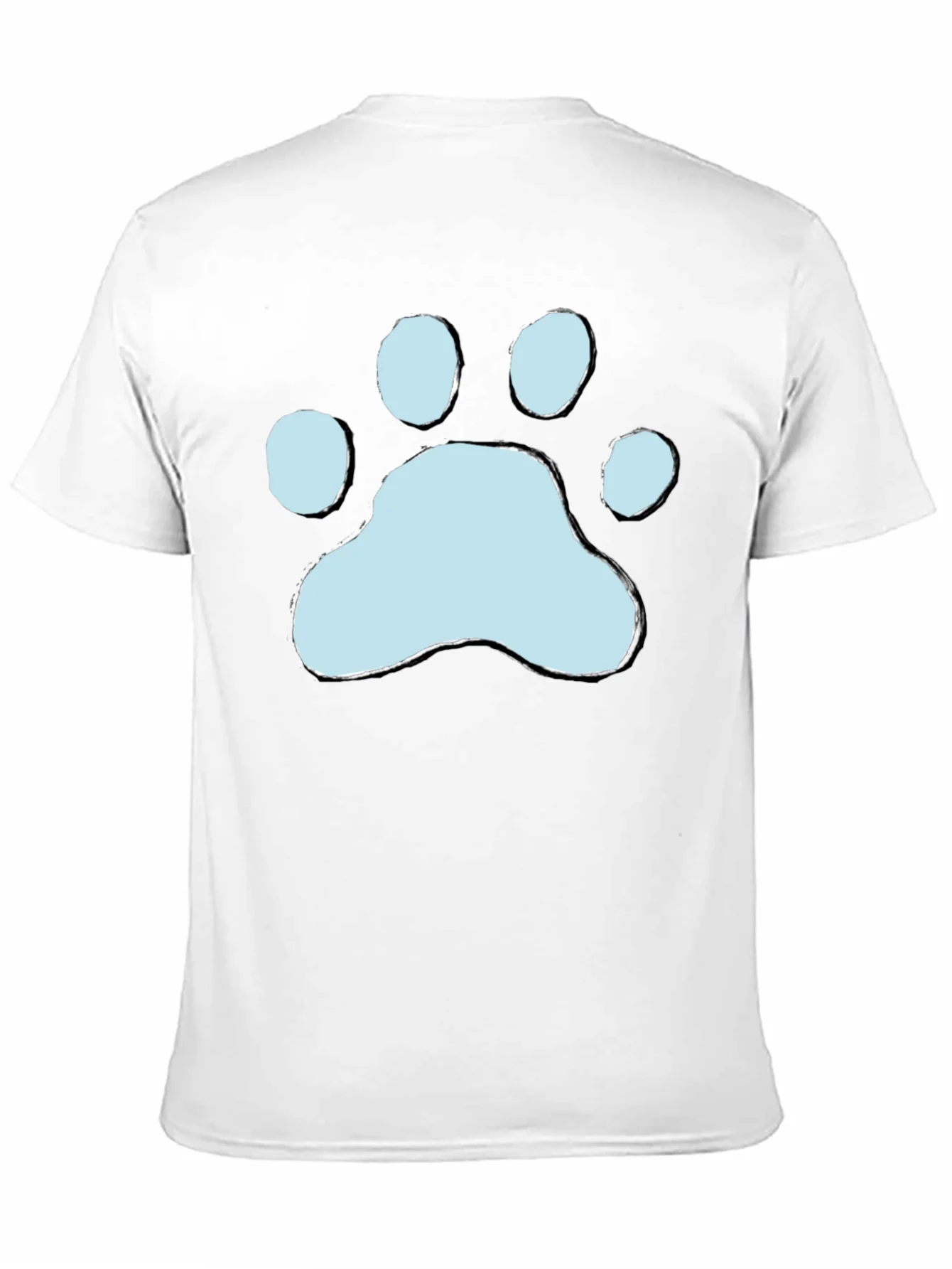 Camiseta Negra con Huella de Pata Azul