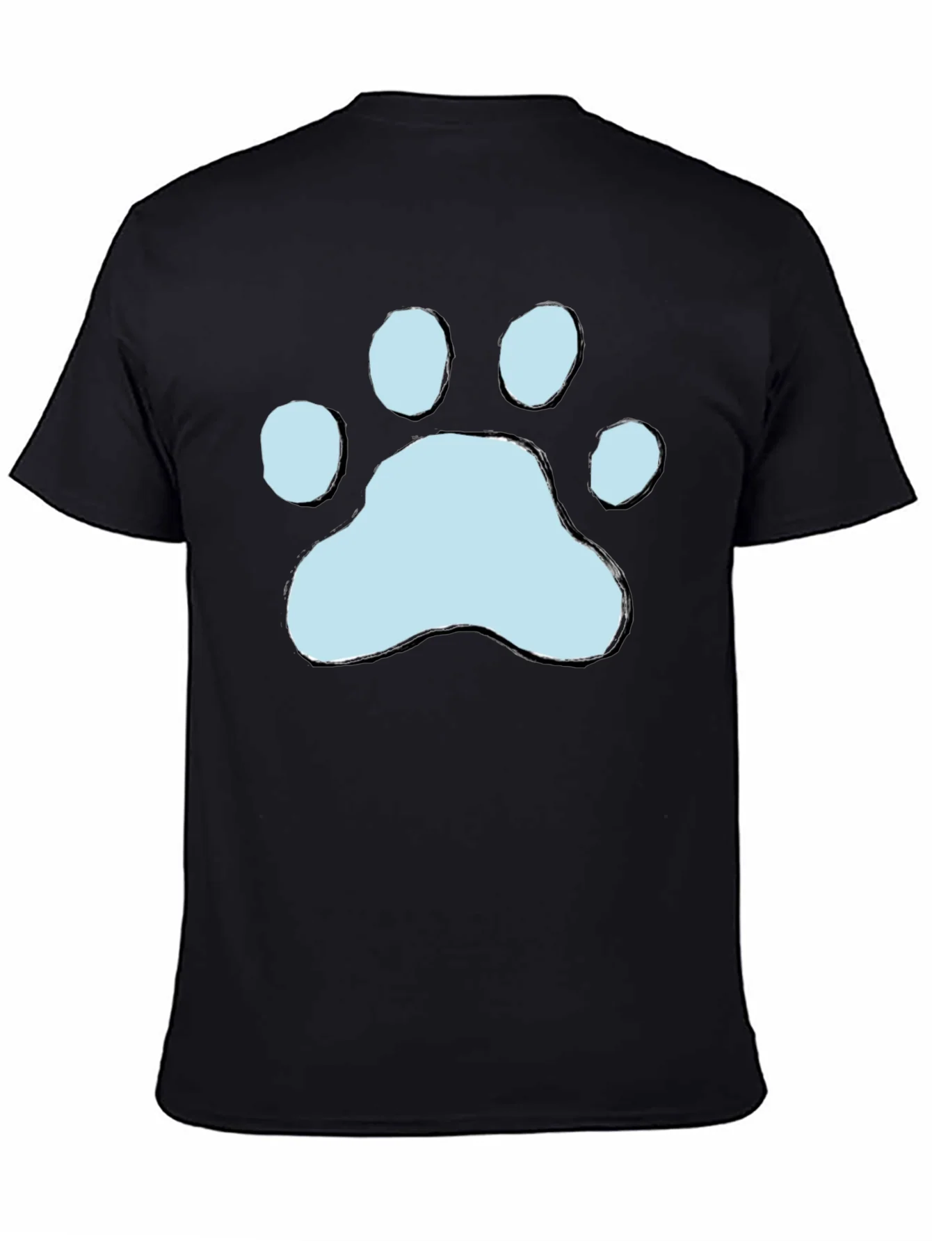 Camiseta Negra con Huella de Pata Azul