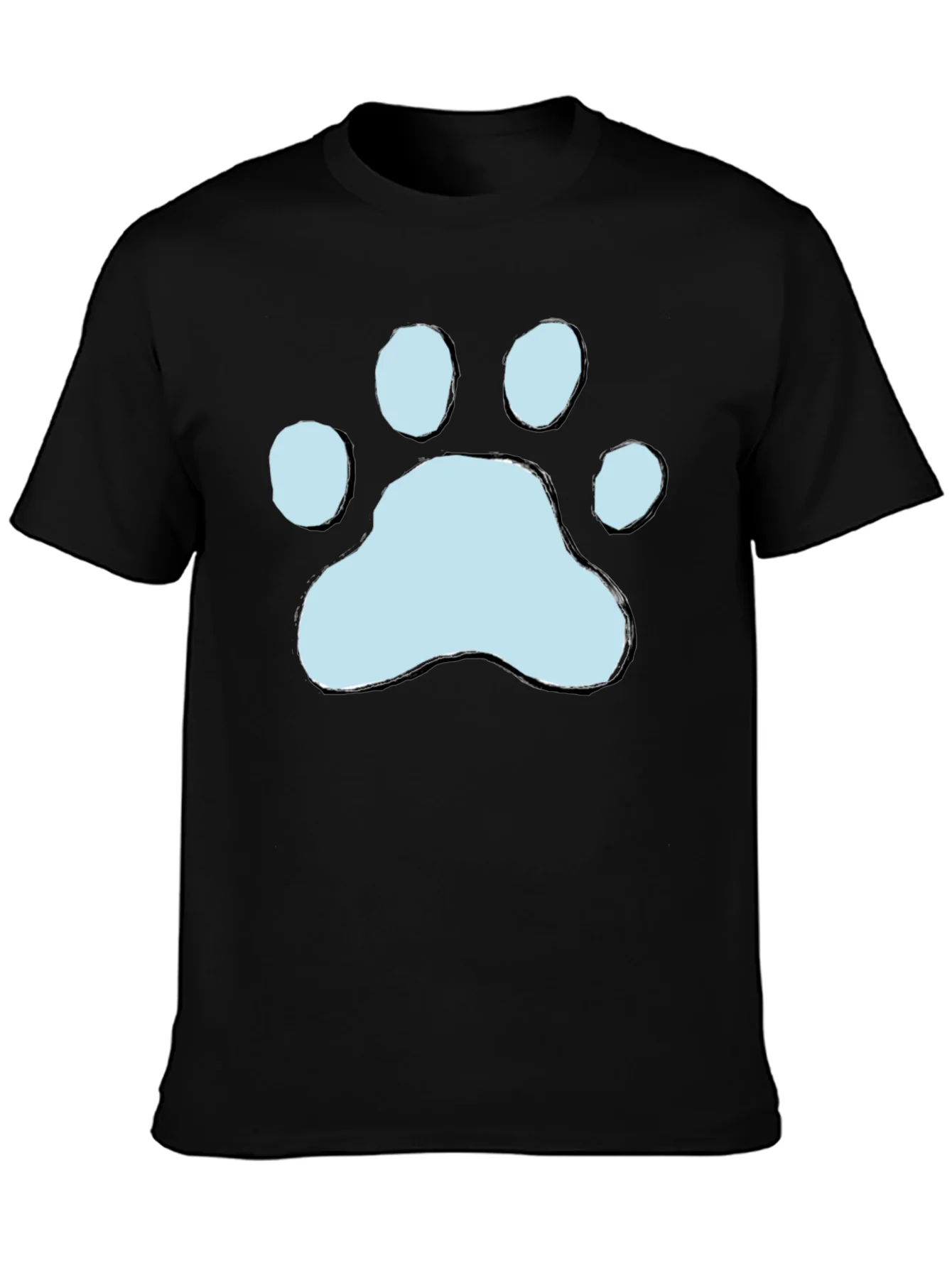 Camiseta Negra con Huella de Pata Azul