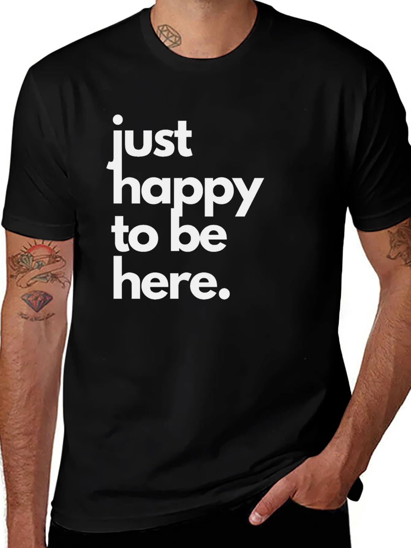 Rebbecca Just Happy To Be Here Black T-Shirt