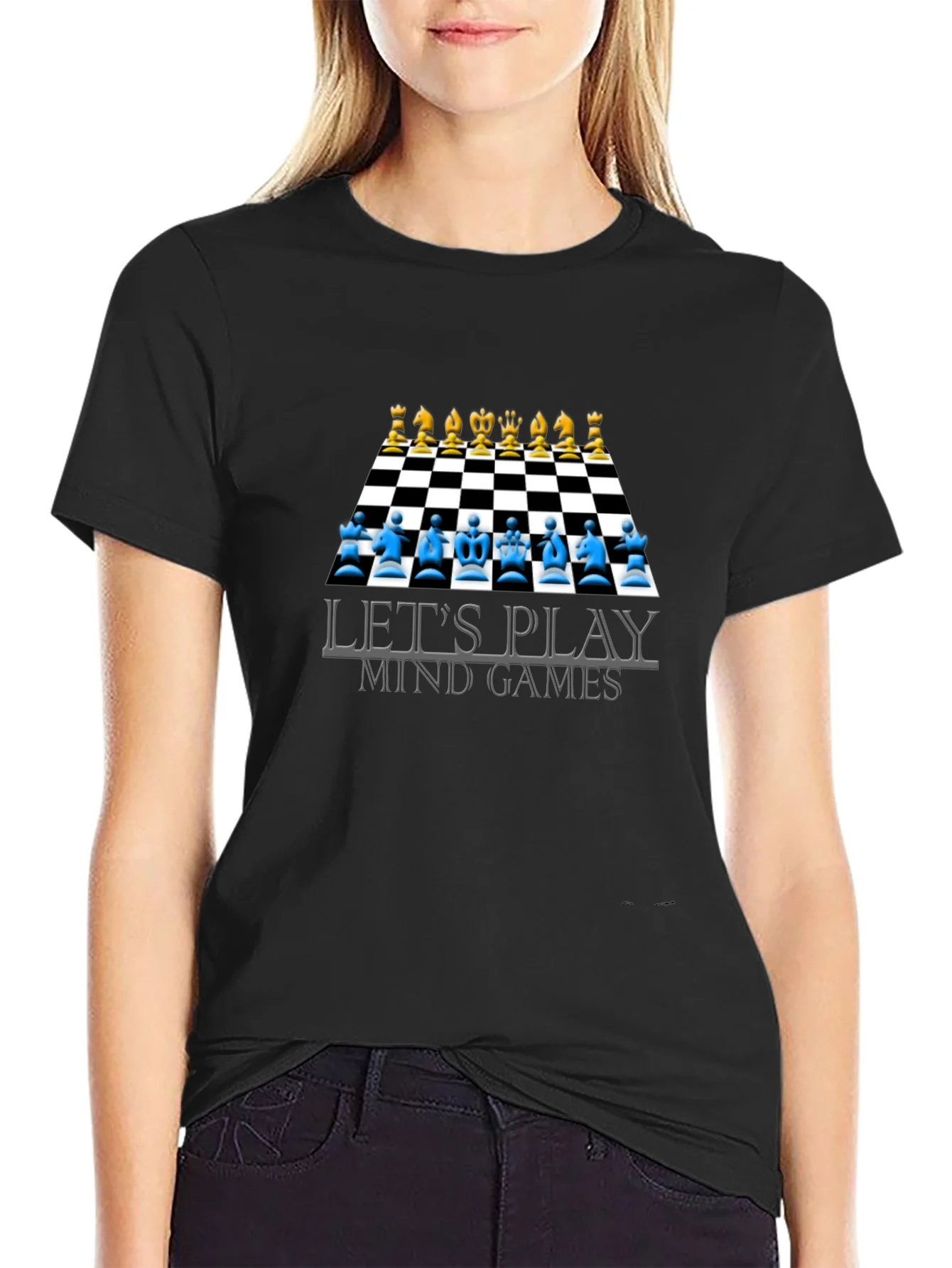 Camiseta Negra Ajedrez Juegos Mentales