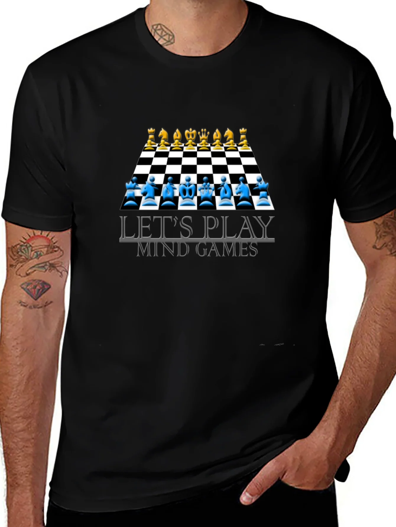 Camiseta Negra Ajedrez Juegos Mentales