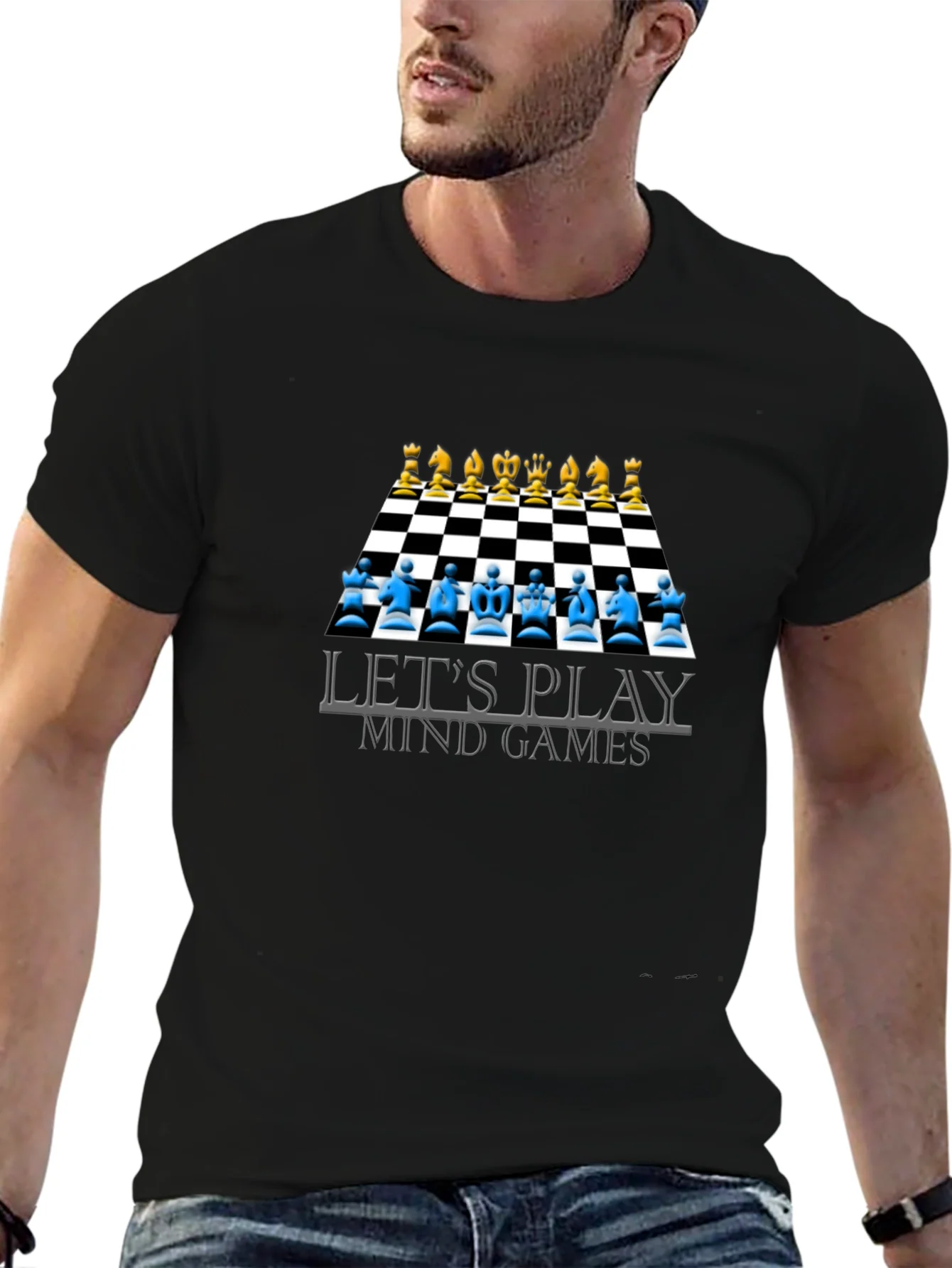 Camiseta Negra Ajedrez Juegos Mentales