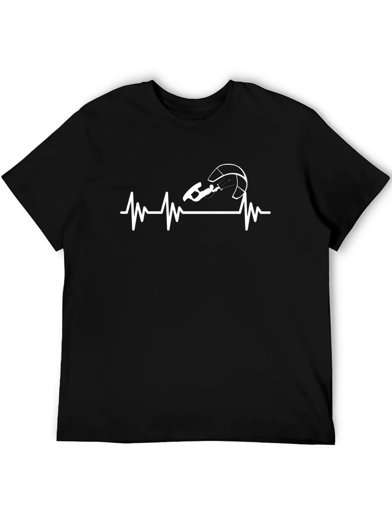 Camiseta Negra con Dise?o de Latido de Kitesurf