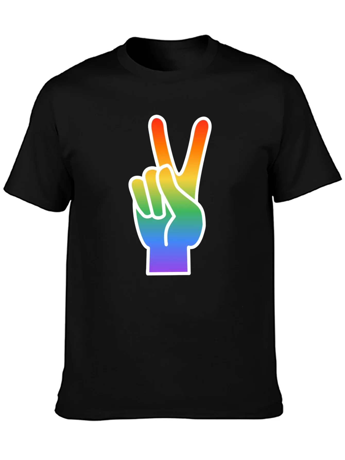 Rebbecca Rainbow Peace Sign Graphic Tee - Black