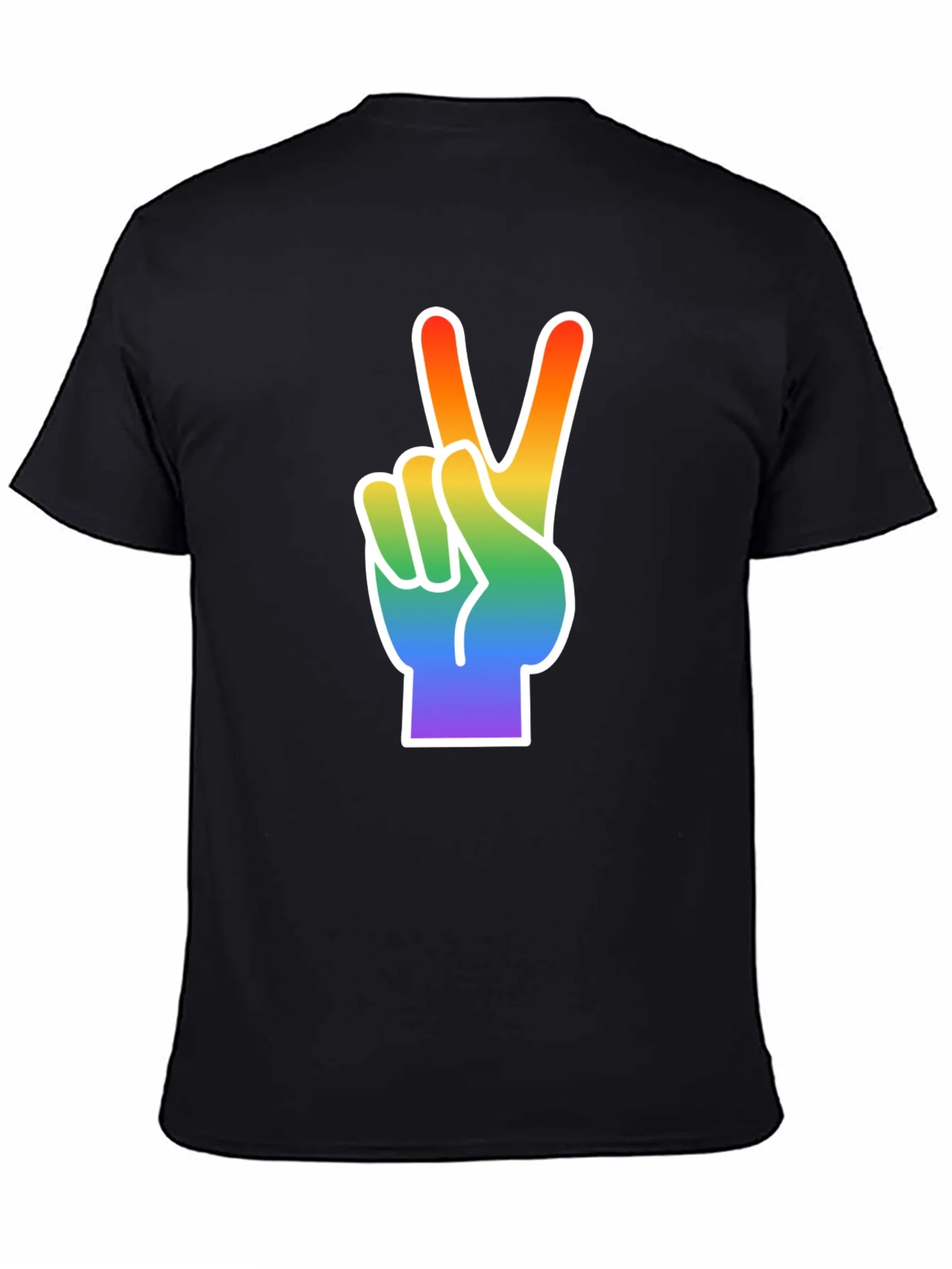 Rebbecca Rainbow Peace Sign Graphic Tee - Black