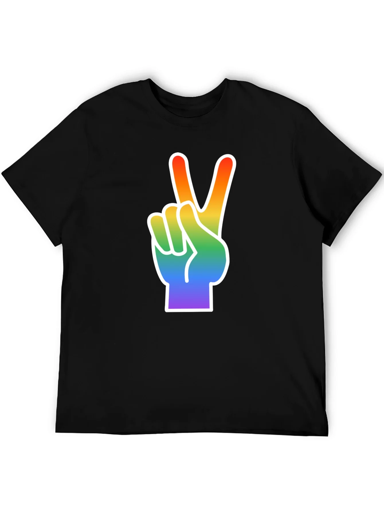 Rebbecca Rainbow Peace Sign Graphic Tee - Black
