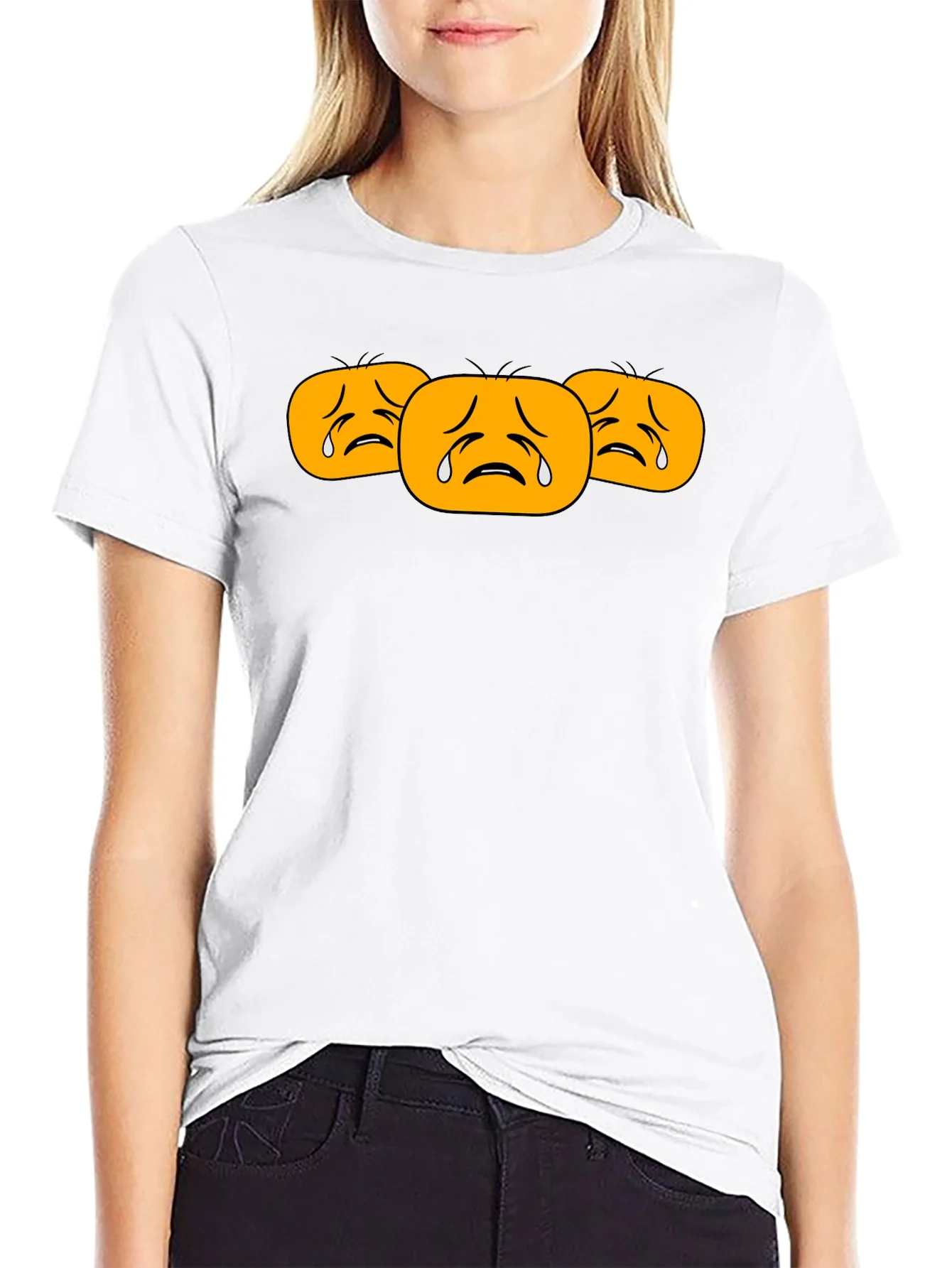 Camiseta Negra con Emojis Tristes