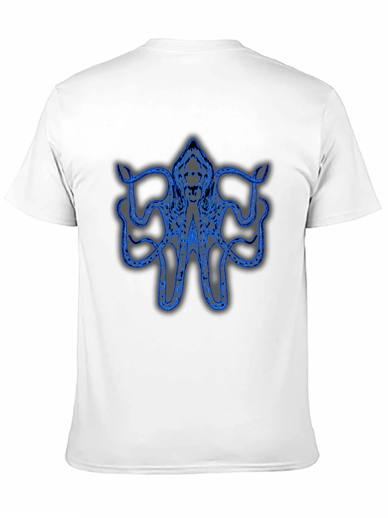 Camiseta Negra con Dise?o de Pulpo Azul