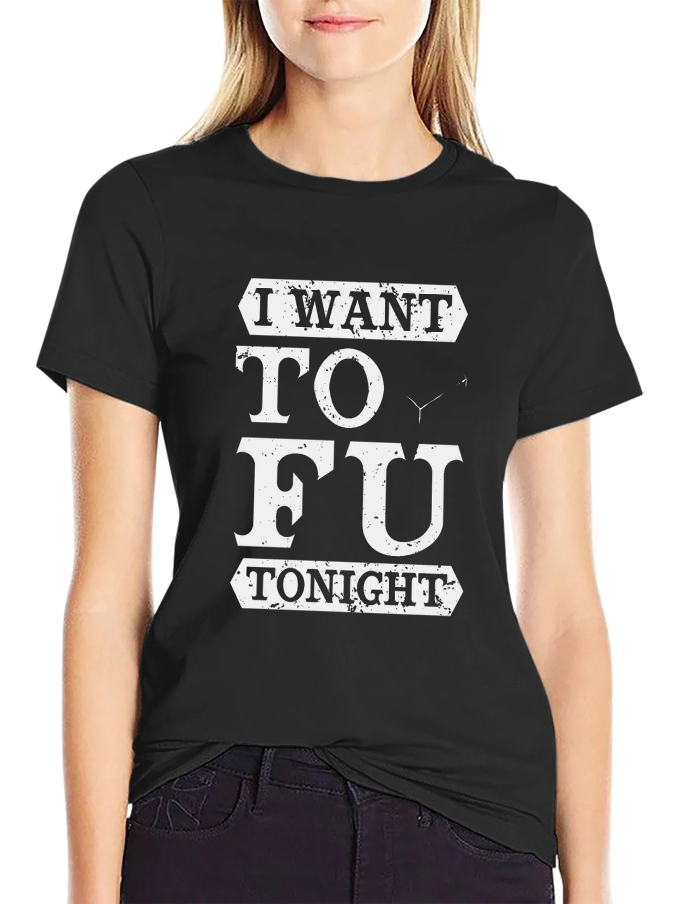 Camiseta Negra Divertida: Quiero Tofu Esta Noche