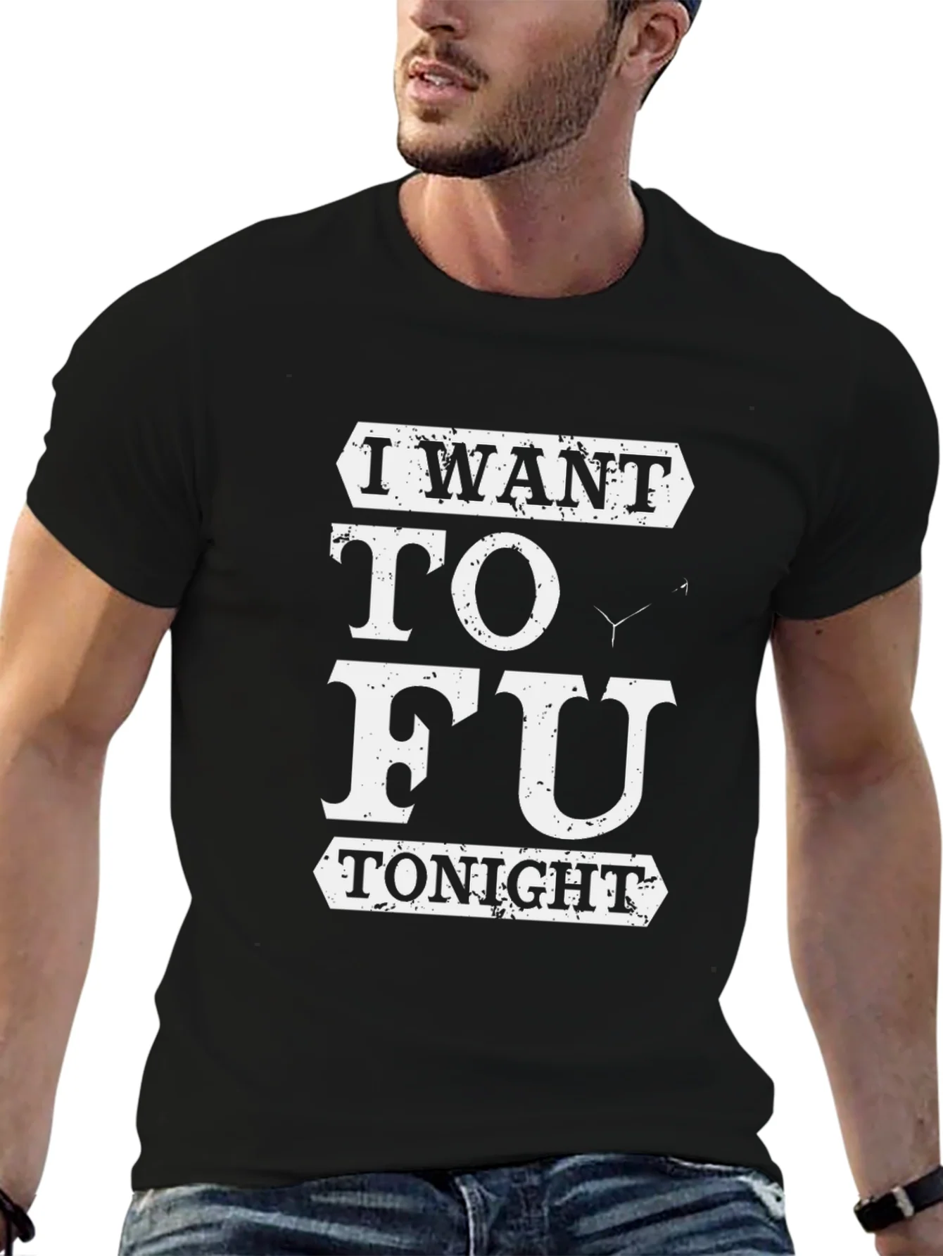 Camiseta Negra Divertida: Quiero Tofu Esta Noche