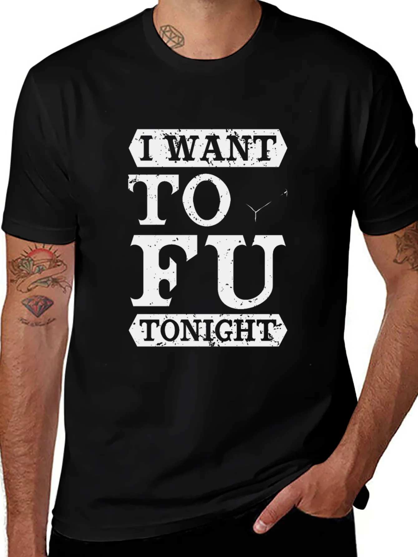 Camiseta Negra Divertida: Quiero Tofu Esta Noche