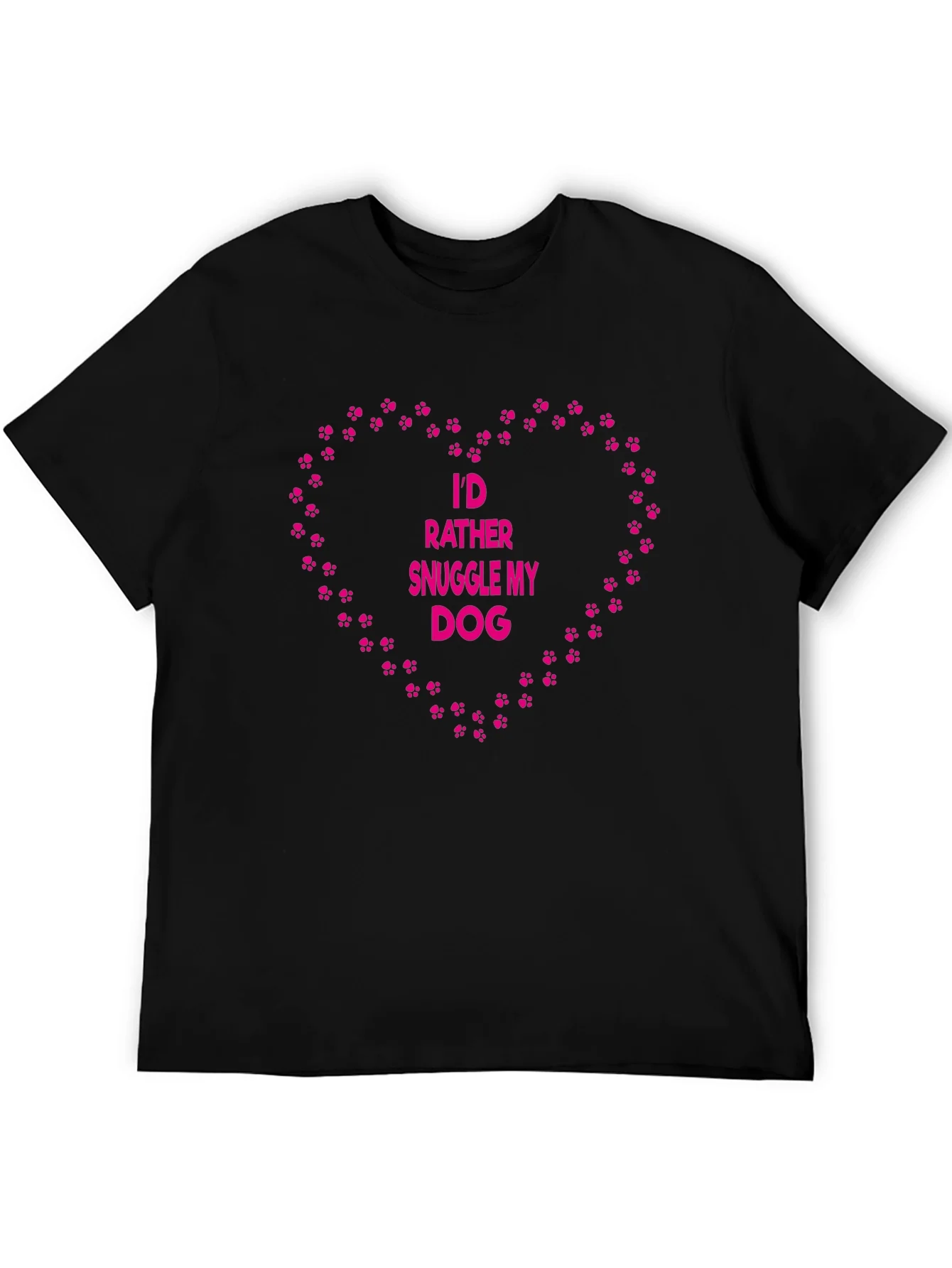 Camiseta Negra Prefiero Acurrucarme con mi Perro