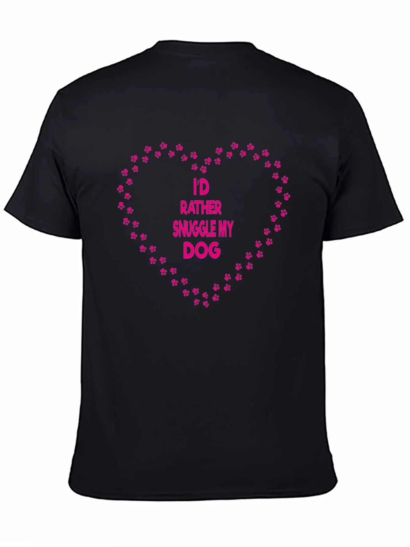 Camiseta Negra Prefiero Acurrucarme con mi Perro
