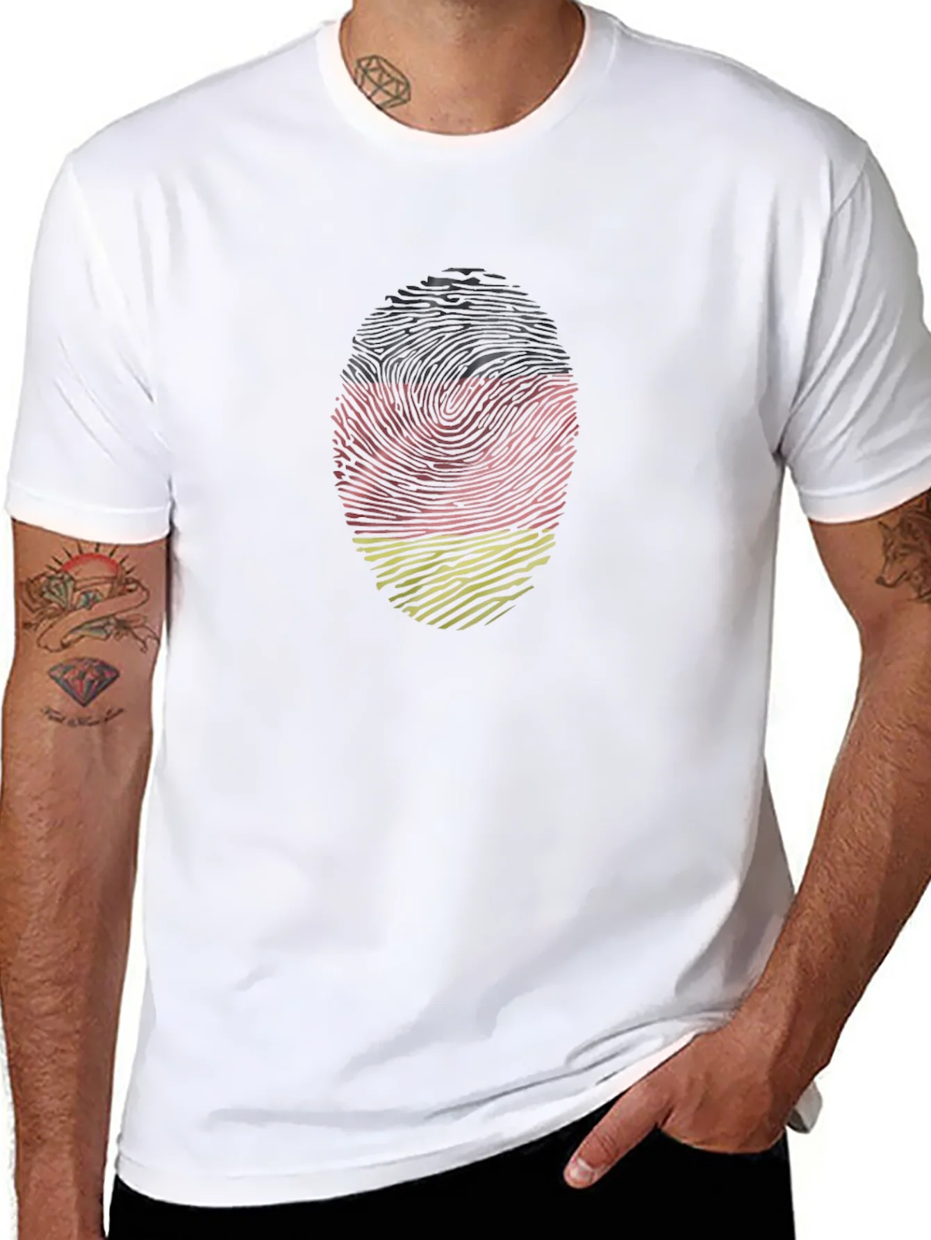 Rebbecca German Fingerprint Flag T-Shirt - Black