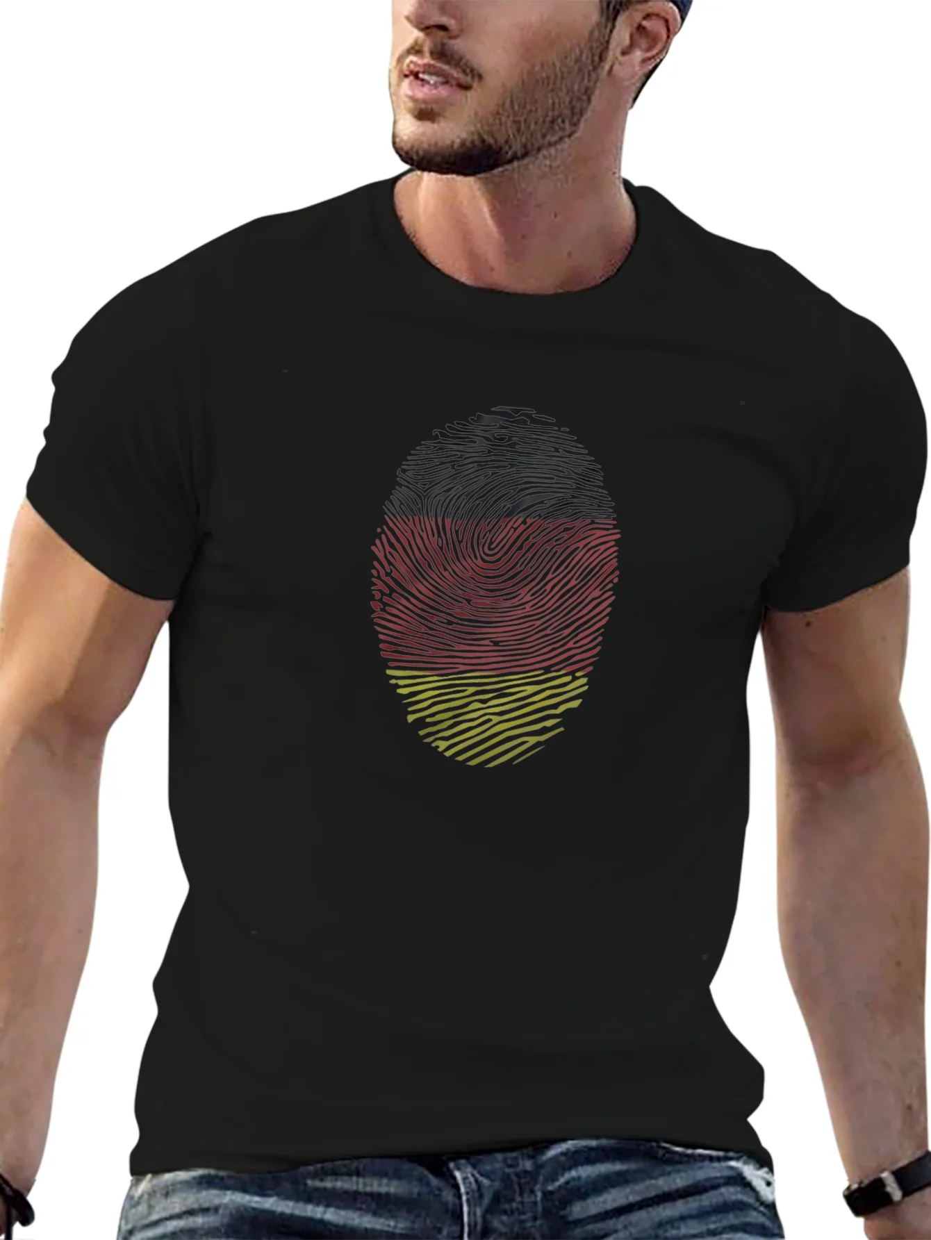 Rebbecca German Fingerprint Flag T-Shirt - Black