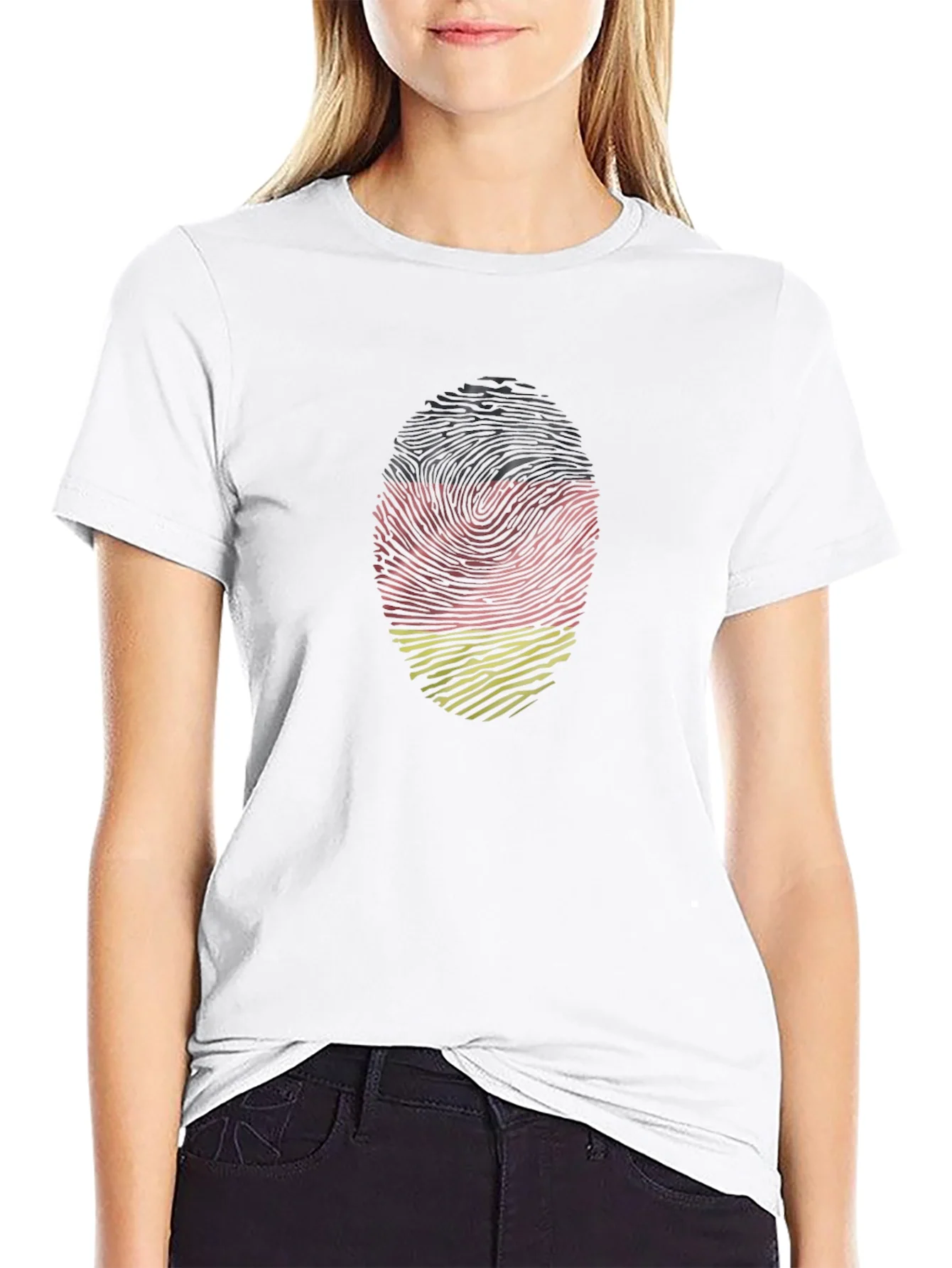 Rebbecca German Fingerprint Flag T-Shirt - Black