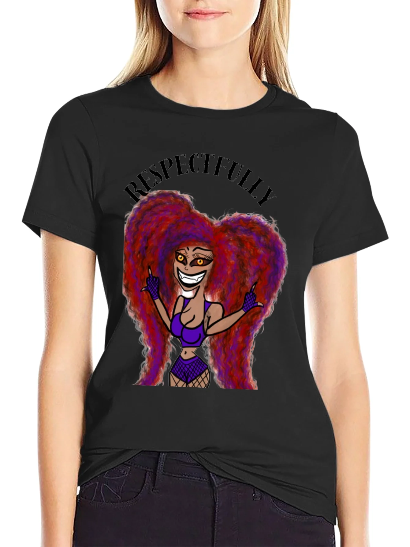 Rebbecca Respectfully Graphic Tee - Bold Cartoon Print