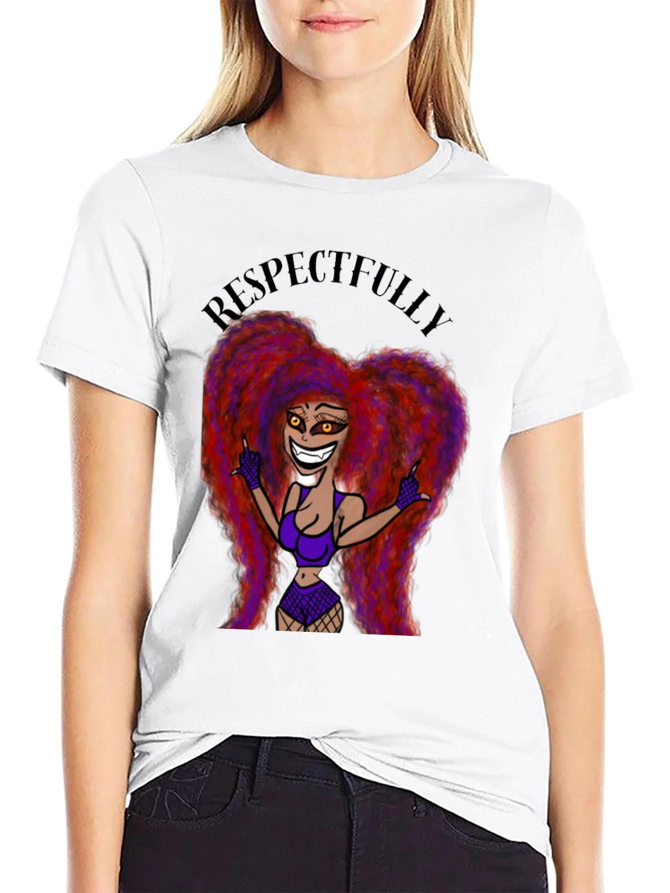 Rebbecca Respectfully Graphic Tee - Bold Cartoon Print