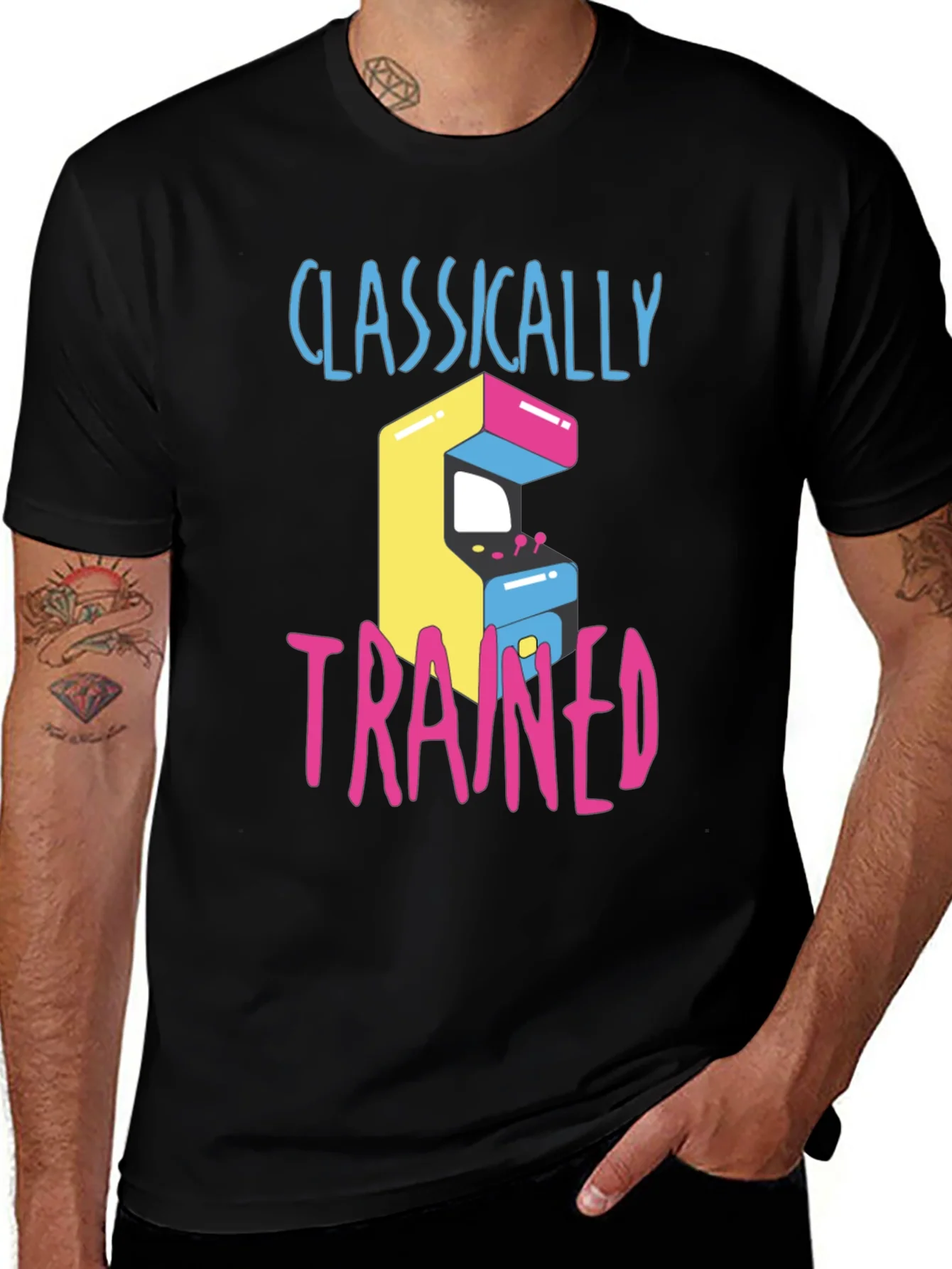 Camiseta Cl¨¢sica con Dise?o Arcade Retro