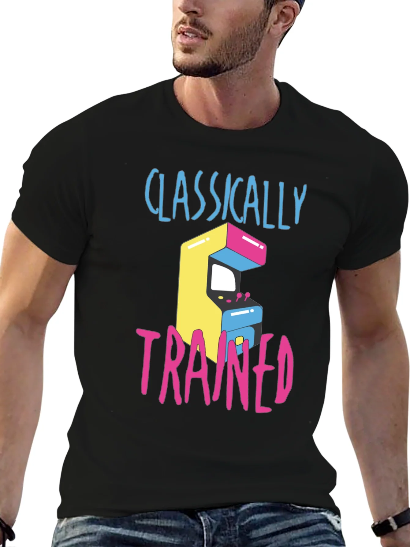 Camiseta Cl¨¢sica con Dise?o Arcade Retro