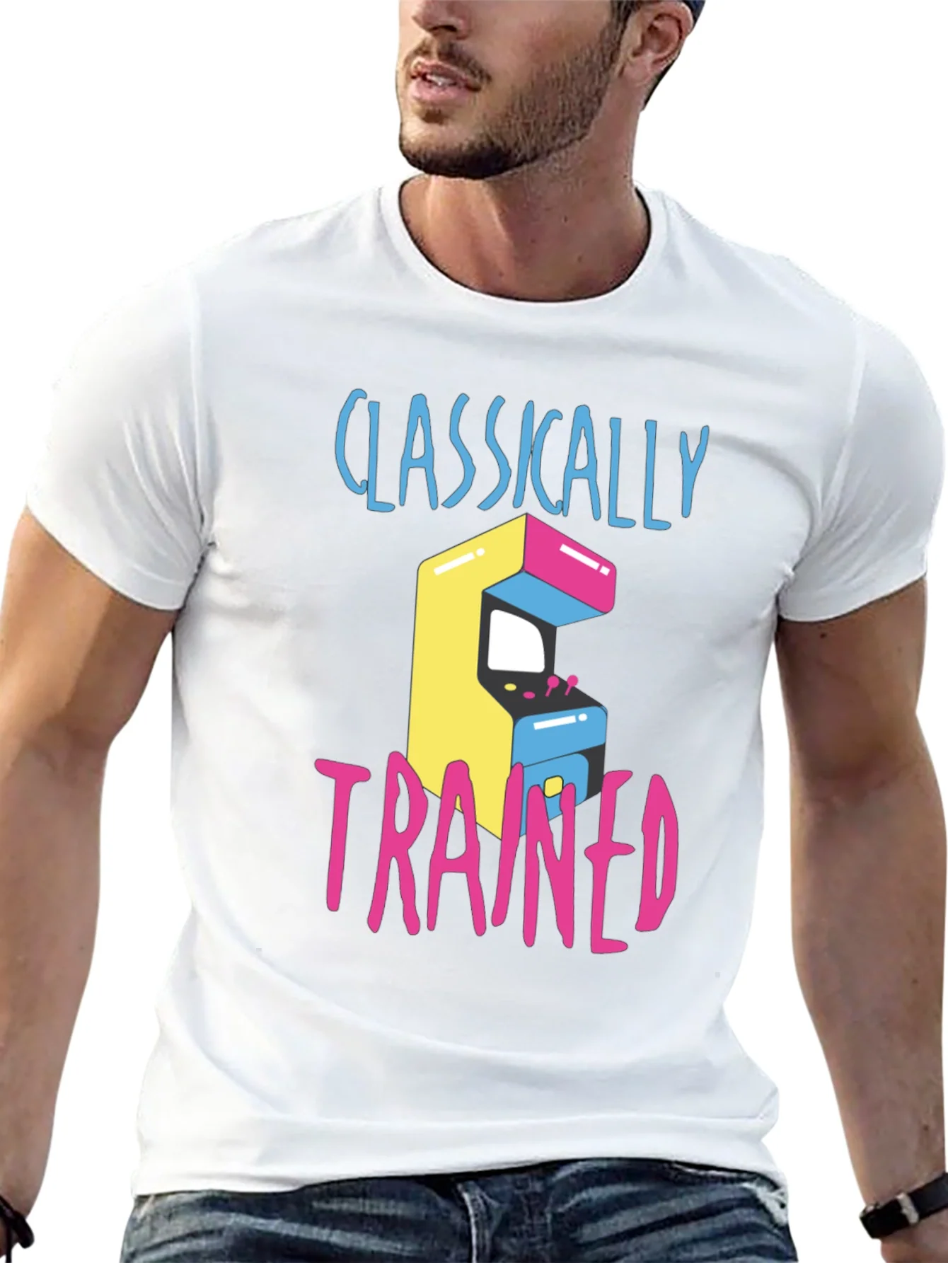 Camiseta Cl¨¢sica con Dise?o Arcade Retro