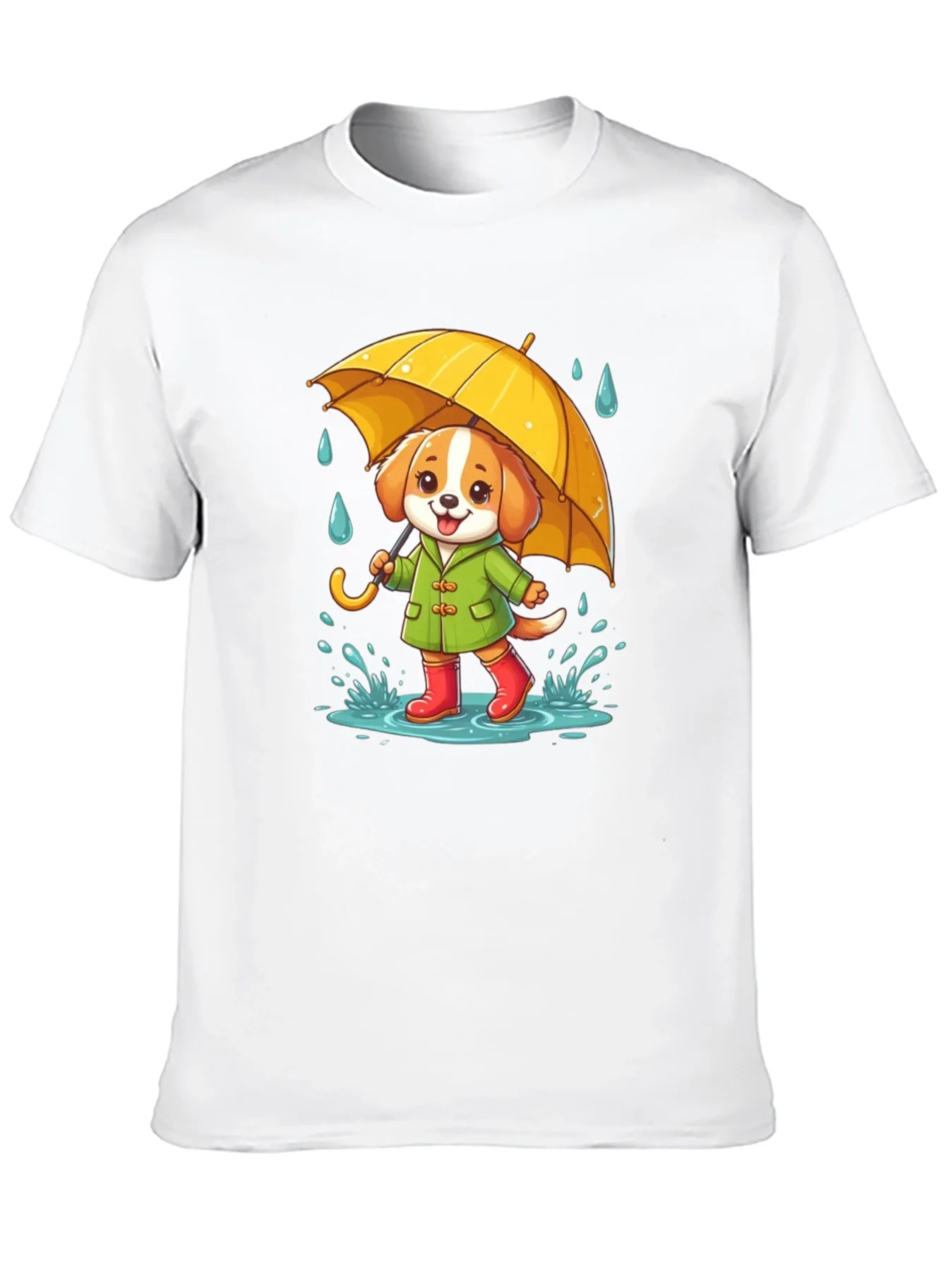 Rebbecca Cute Dog in Rain T-Shirt