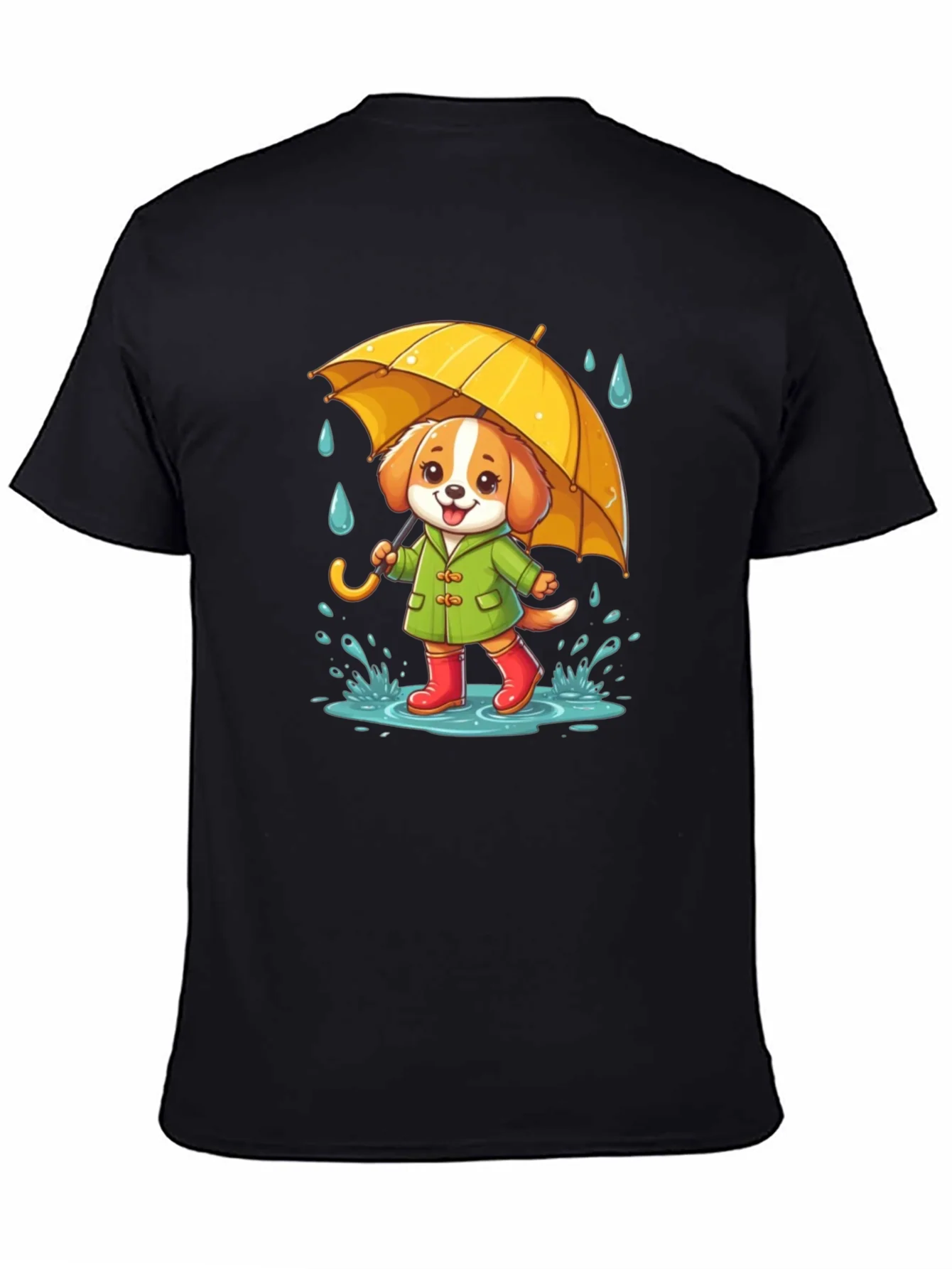 Rebbecca Cute Dog in Rain T-Shirt