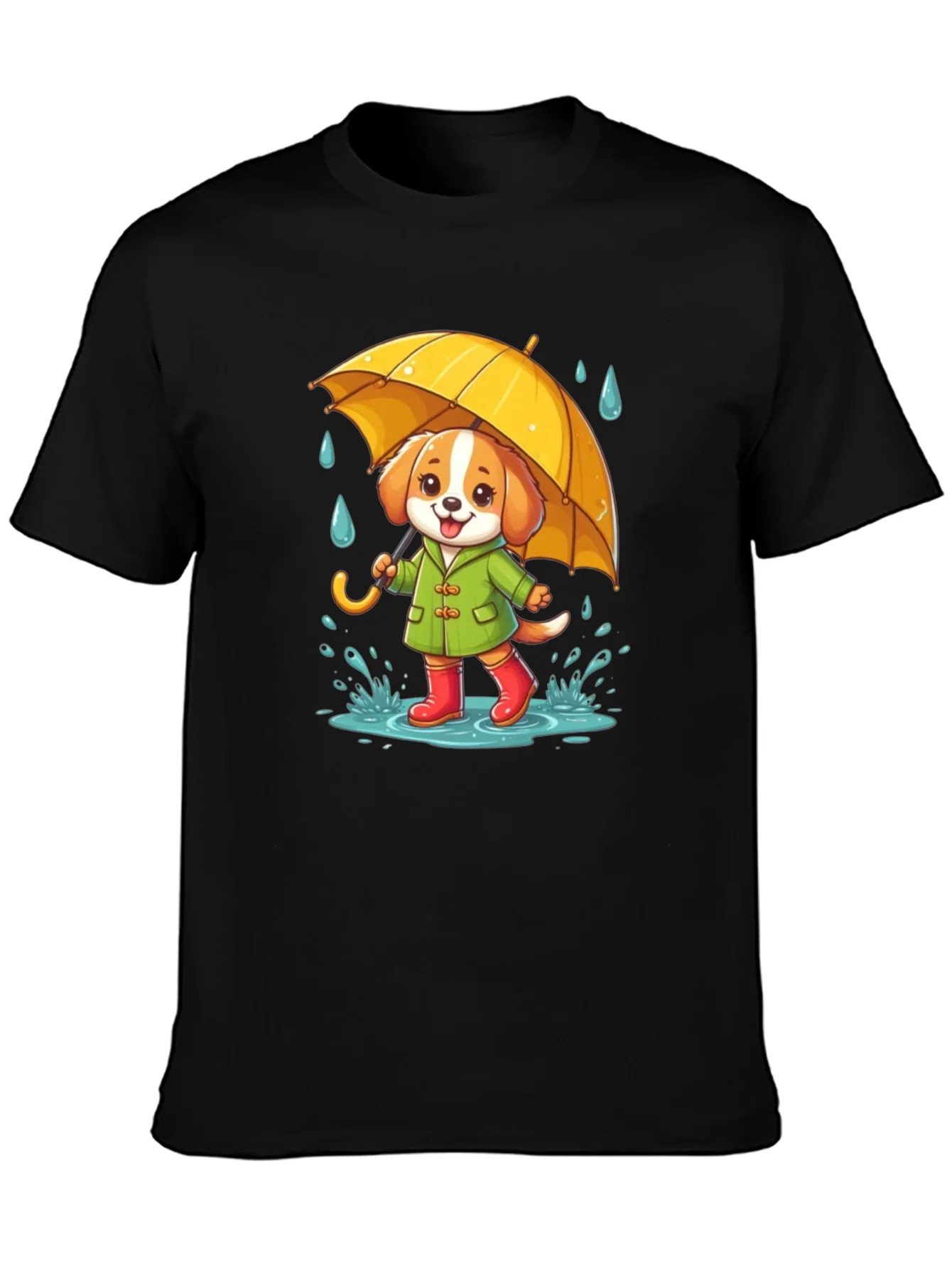 Rebbecca Cute Dog in Rain T-Shirt