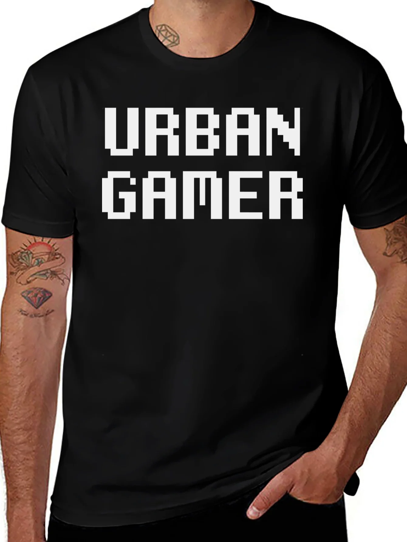 Rebbecca Urban Gamer Pixel Art T-Shirt - Black