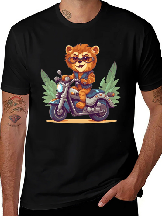 Rebbecca Bear on Motorcycle Graphic Tee - Mens Black T-Shirt