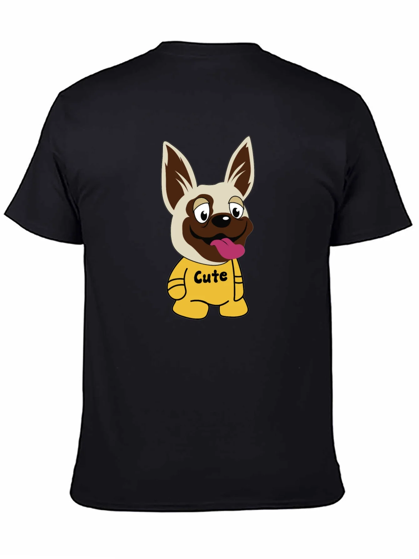 Camiseta Negra con Estampado de Perrito Cute