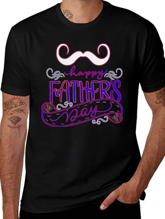 Camiseta Negra Feliz D¨ªa del Padre Bigote Divertido