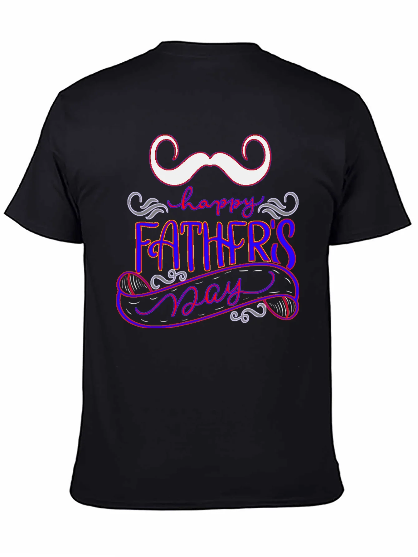 Camiseta Negra Feliz D¨ªa del Padre Bigote Divertido