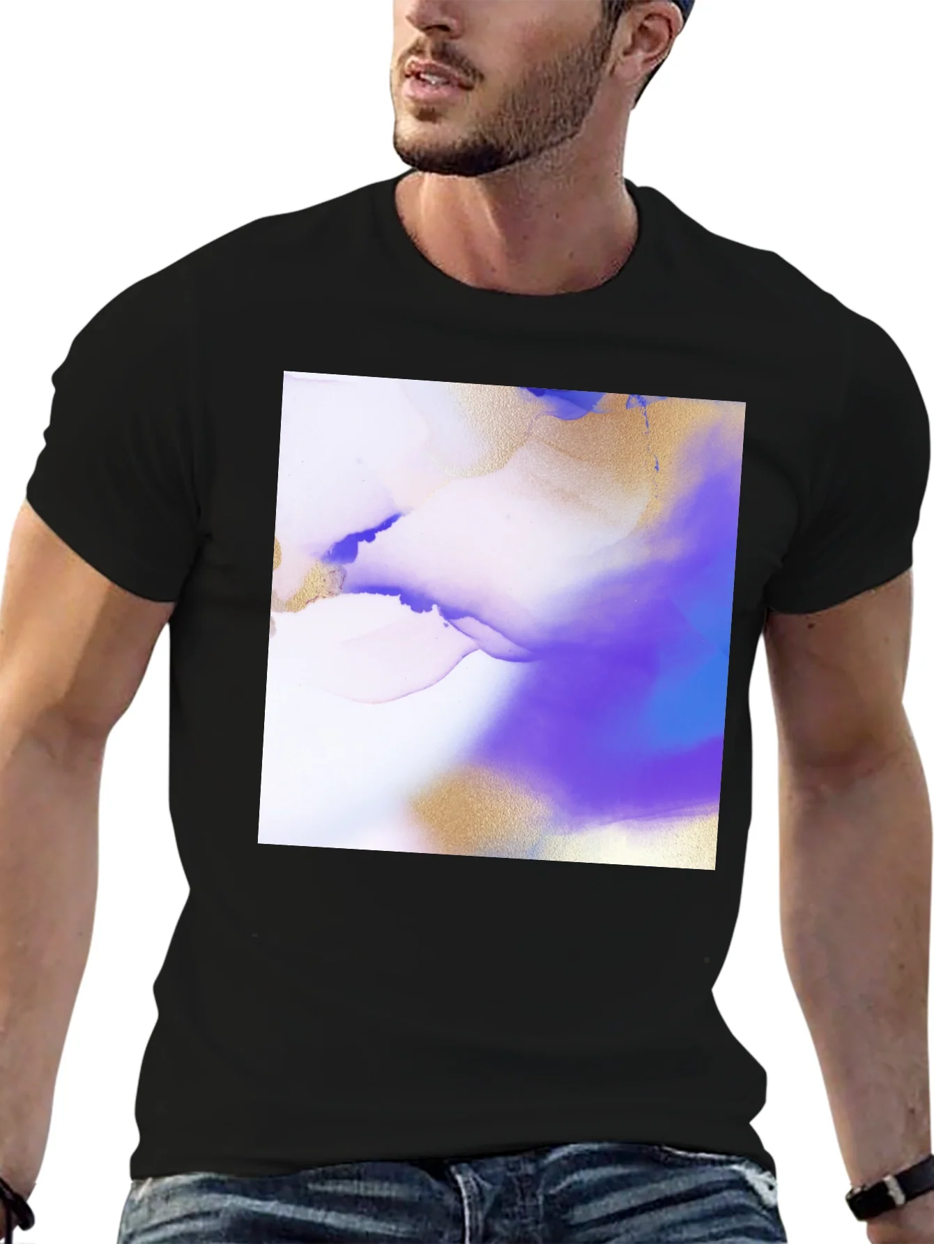 Camiseta Negra con Dise?o Abstracto Moderno