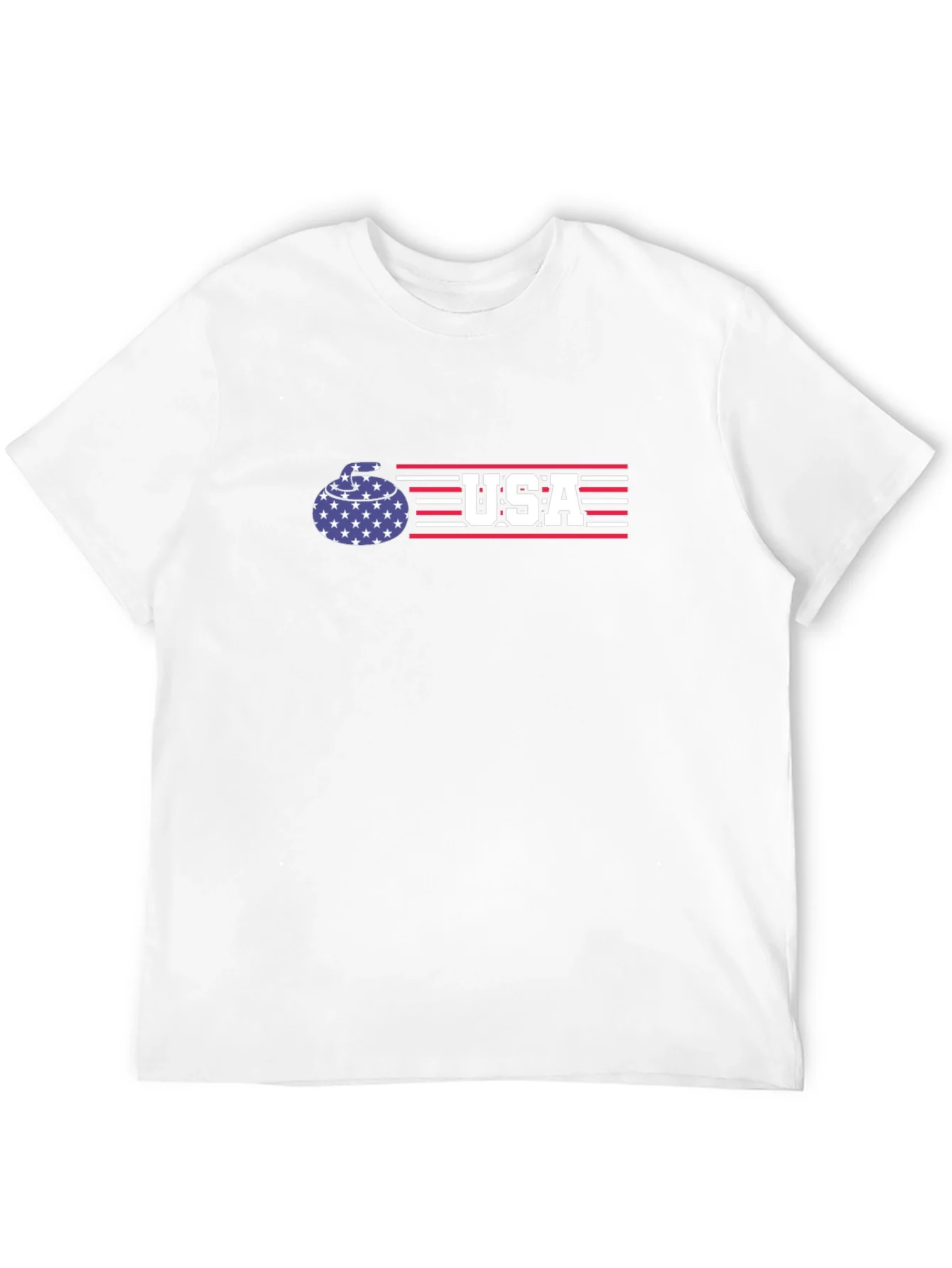 Camiseta Negra USA Curling - Dise?o Patri¨®tico