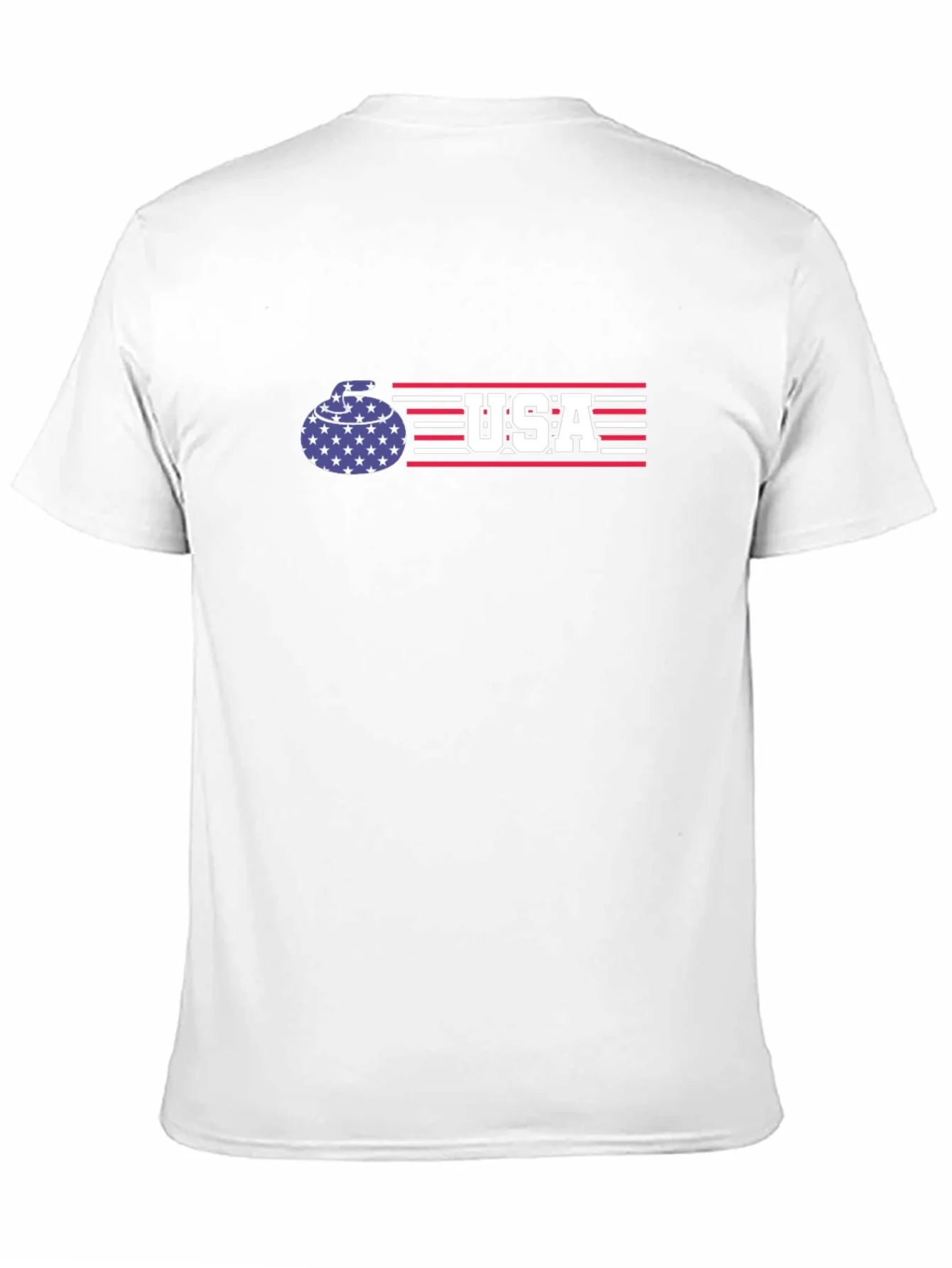 Camiseta Negra USA Curling - Dise?o Patri¨®tico