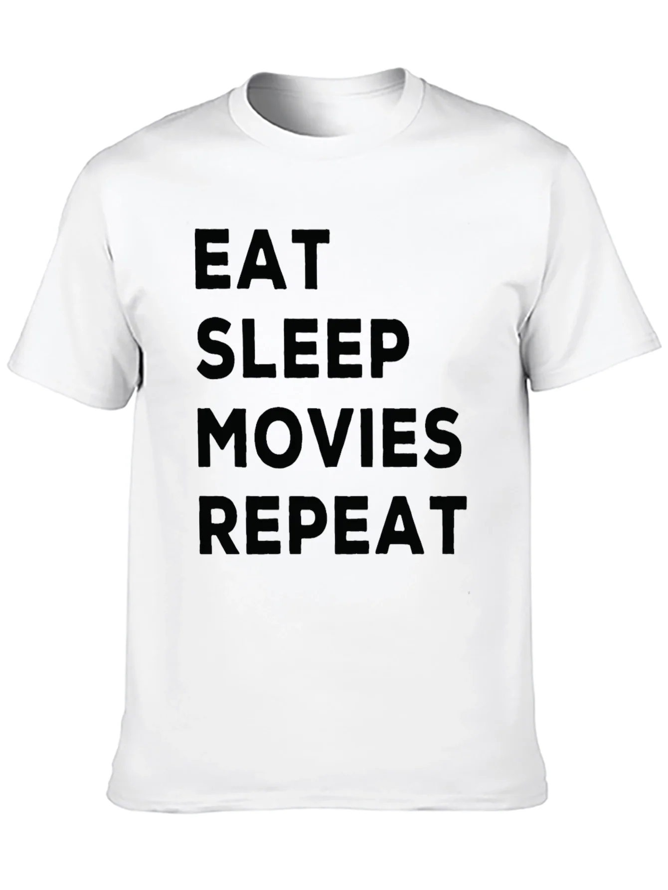 Camiseta Negra: Eat Sleep Movies Repeat