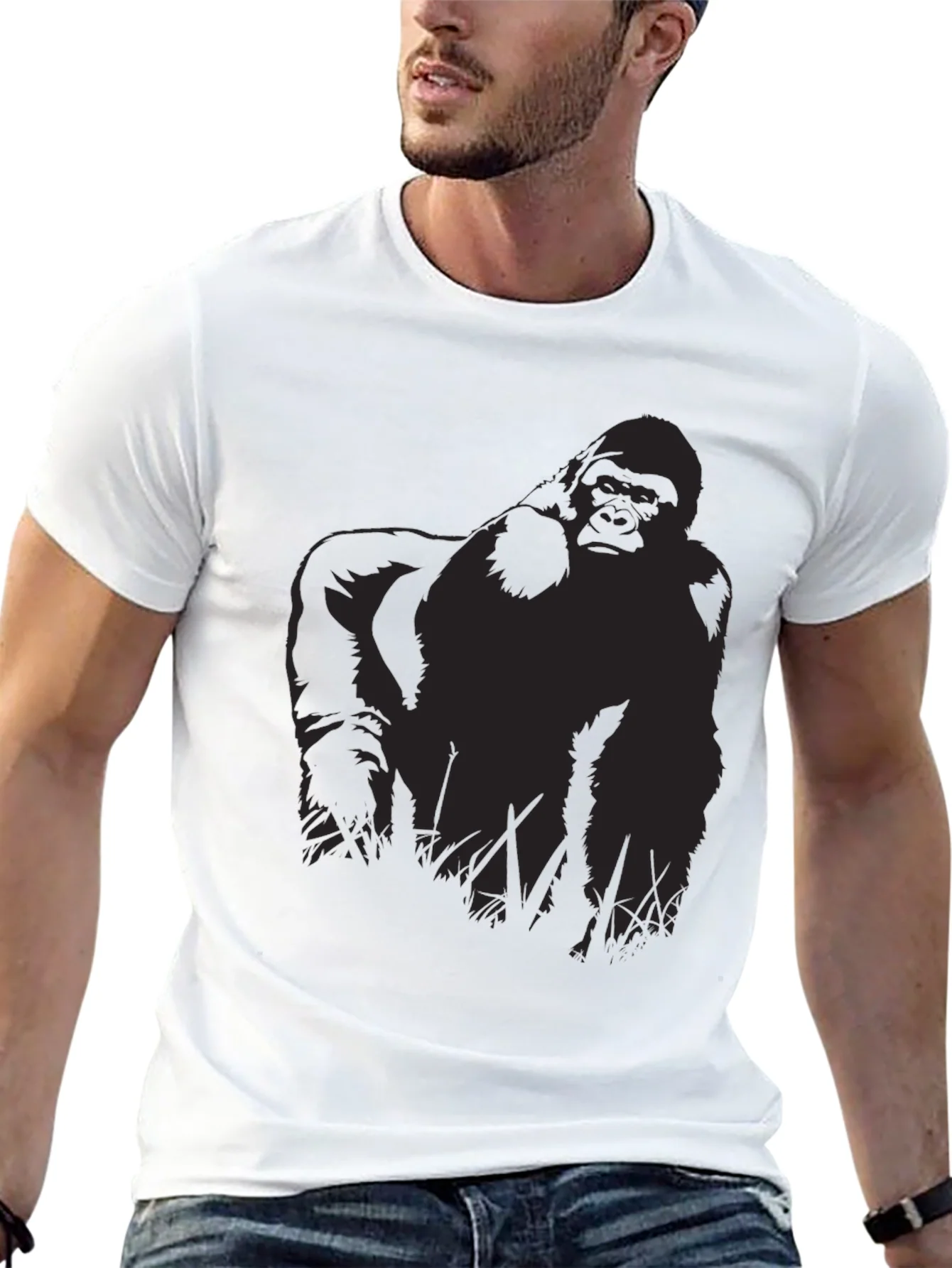 Camiseta Negra Hombre - Dise?o de Gorila