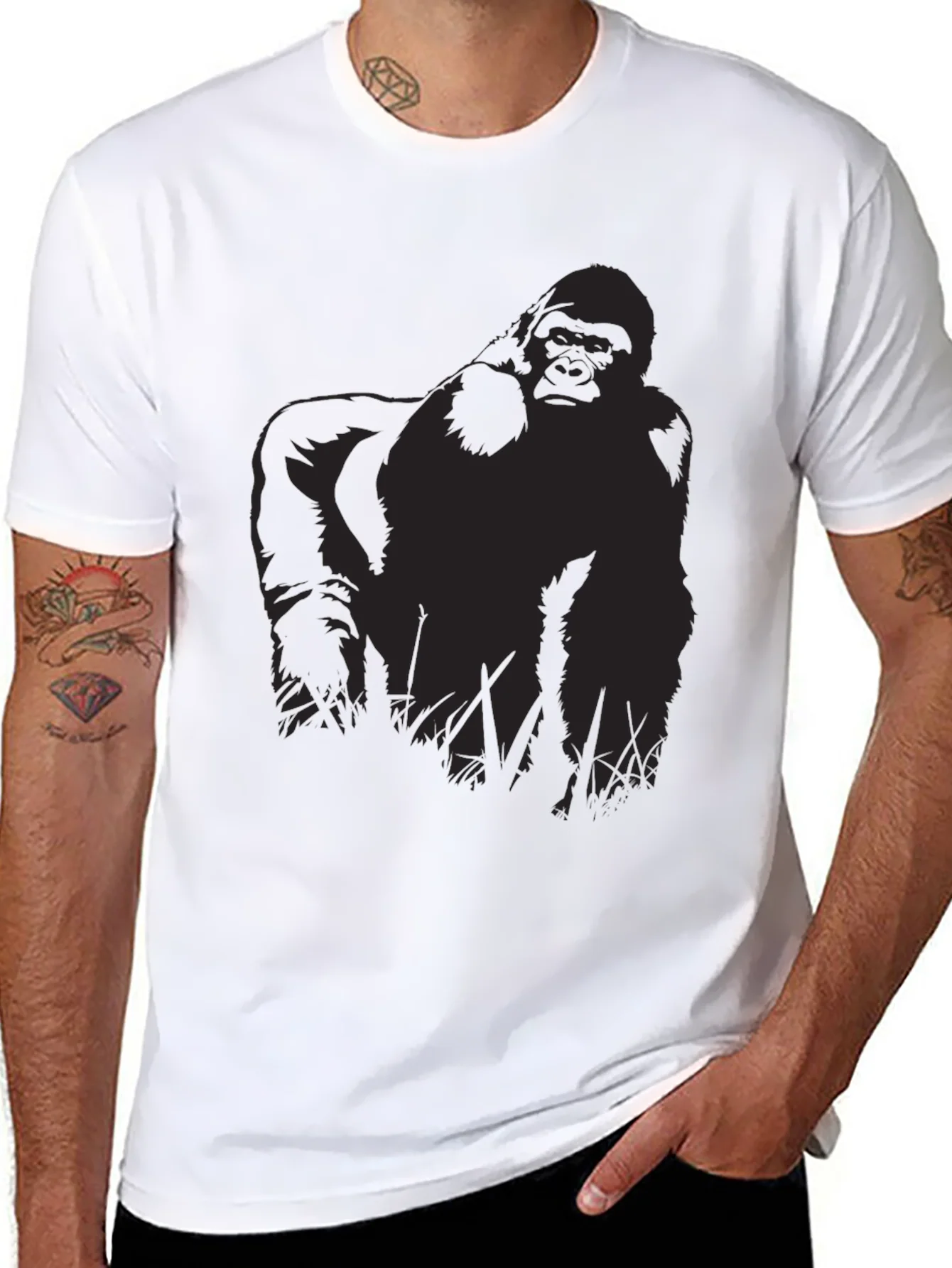 Camiseta Negra Hombre - Dise?o de Gorila