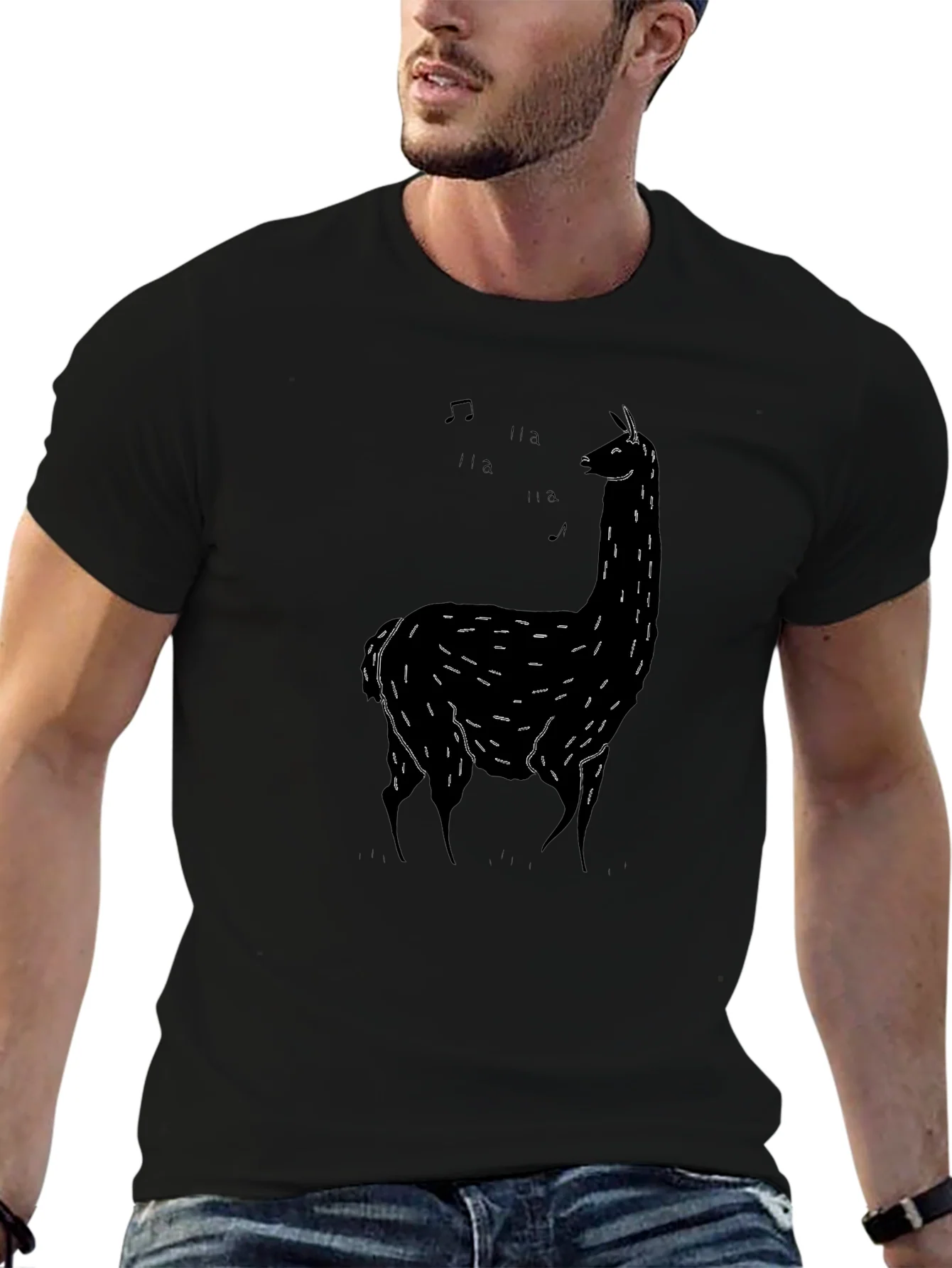 Rebbecca Singing Llama Black T-Shirt