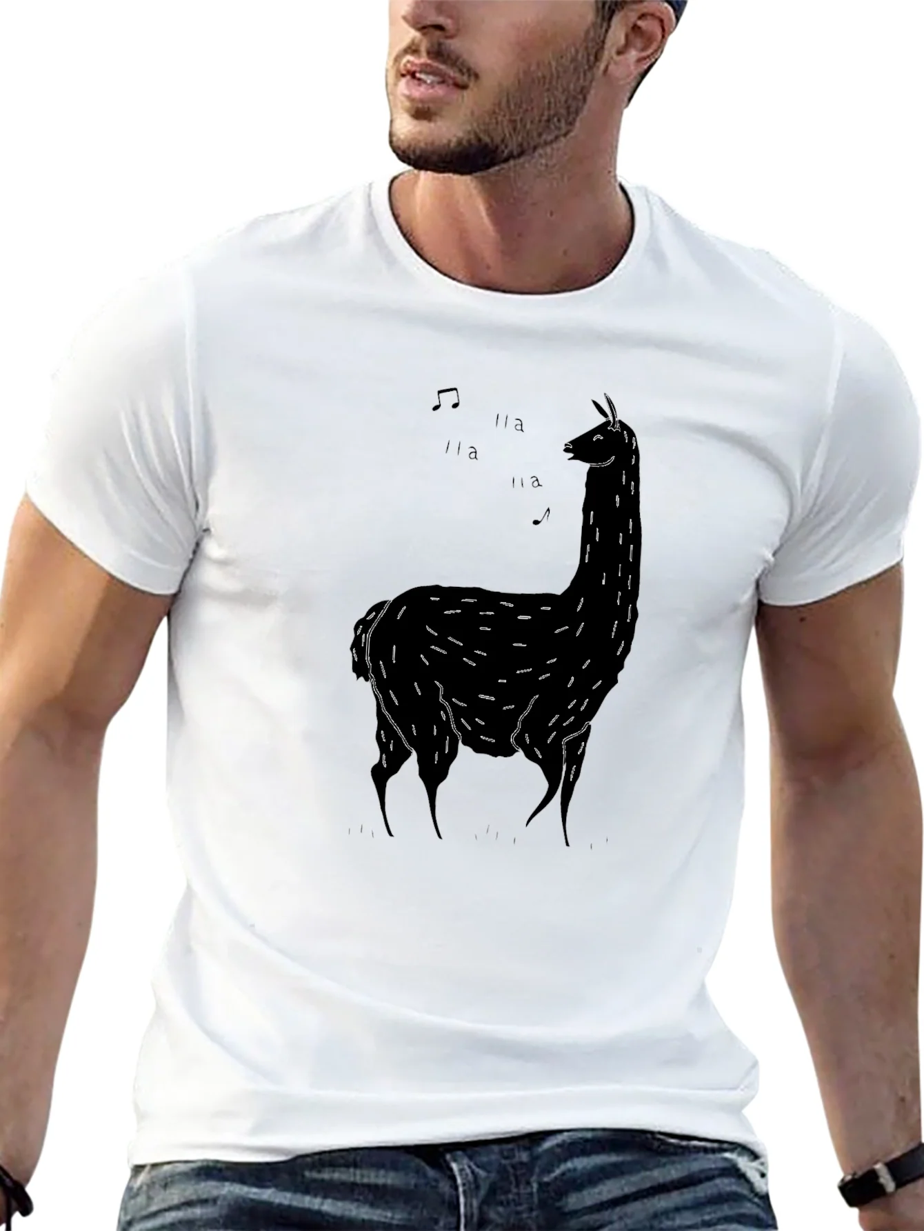 Rebbecca Singing Llama Black T-Shirt