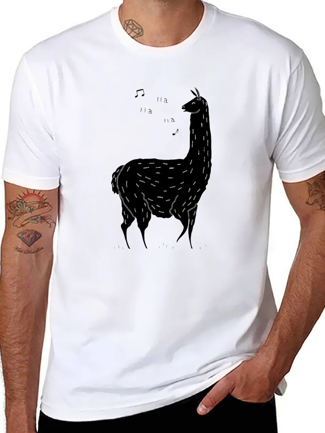 Rebbecca Singing Llama Black T-Shirt