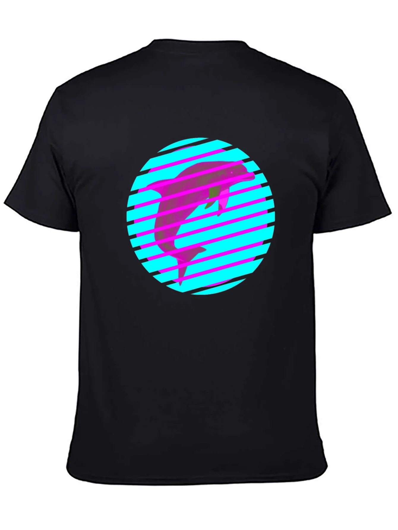 Camiseta Negra con Delf¨ªn Ne¨®n Retro