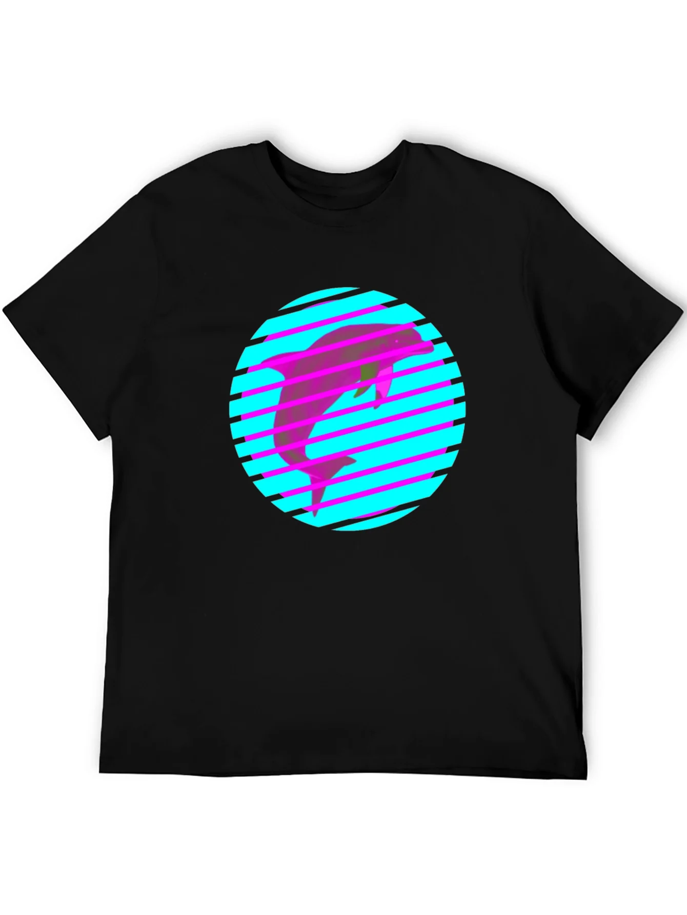 Camiseta Negra con Delf¨ªn Ne¨®n Retro