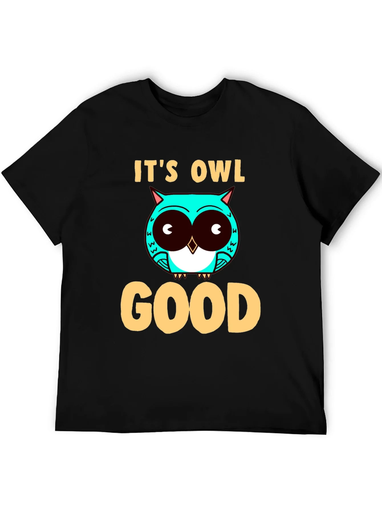 Camiseta Negra con Dise?o de B¨²ho Its Owl Good