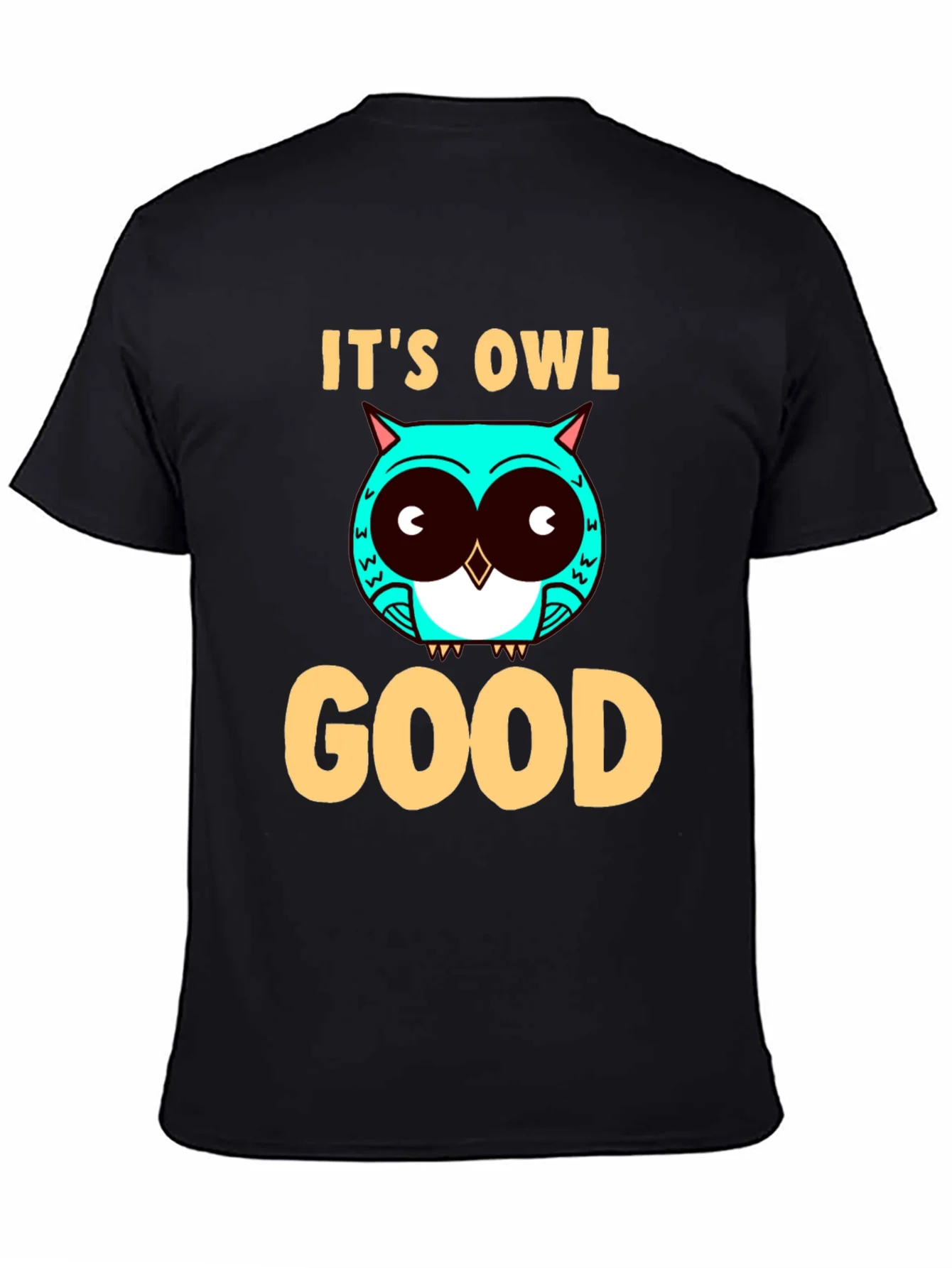Camiseta Negra con Dise?o de B¨²ho Its Owl Good
